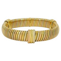 Vintage Cartier 18k Tri-Color Gold Tubogas Bracelet