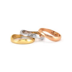 Vintage Cartier 18K Tri Color Triple Wave Puzzle Stackable Band Ring