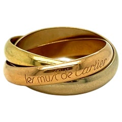 Vintage Cartier 18K Tri Colored Gold Trinity Rolling Ring Wedding Band, French.
