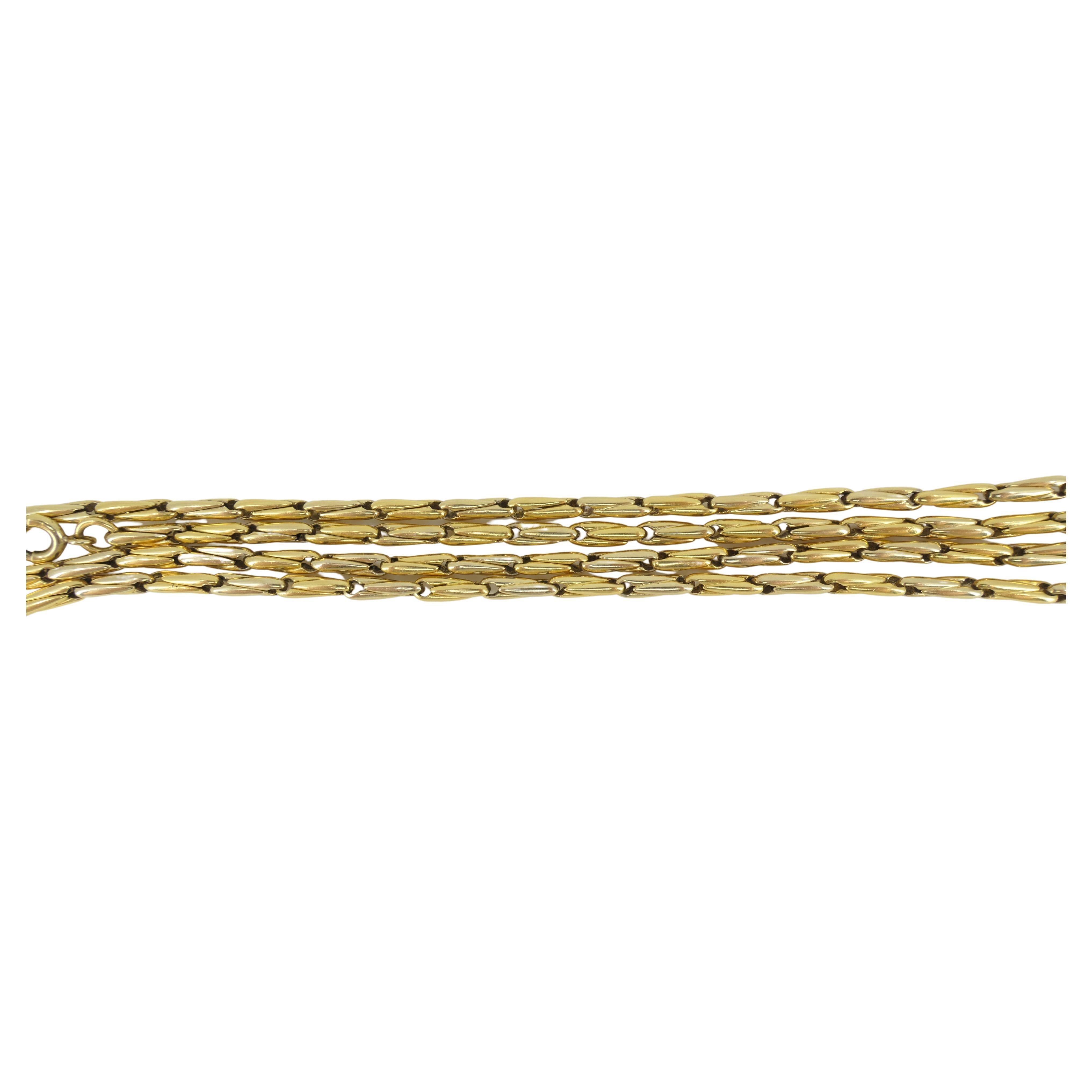 Women's or Men's Vintage Cartier 18k Two-Tone Gold Chain Necklace Barleycorn Link For Sale