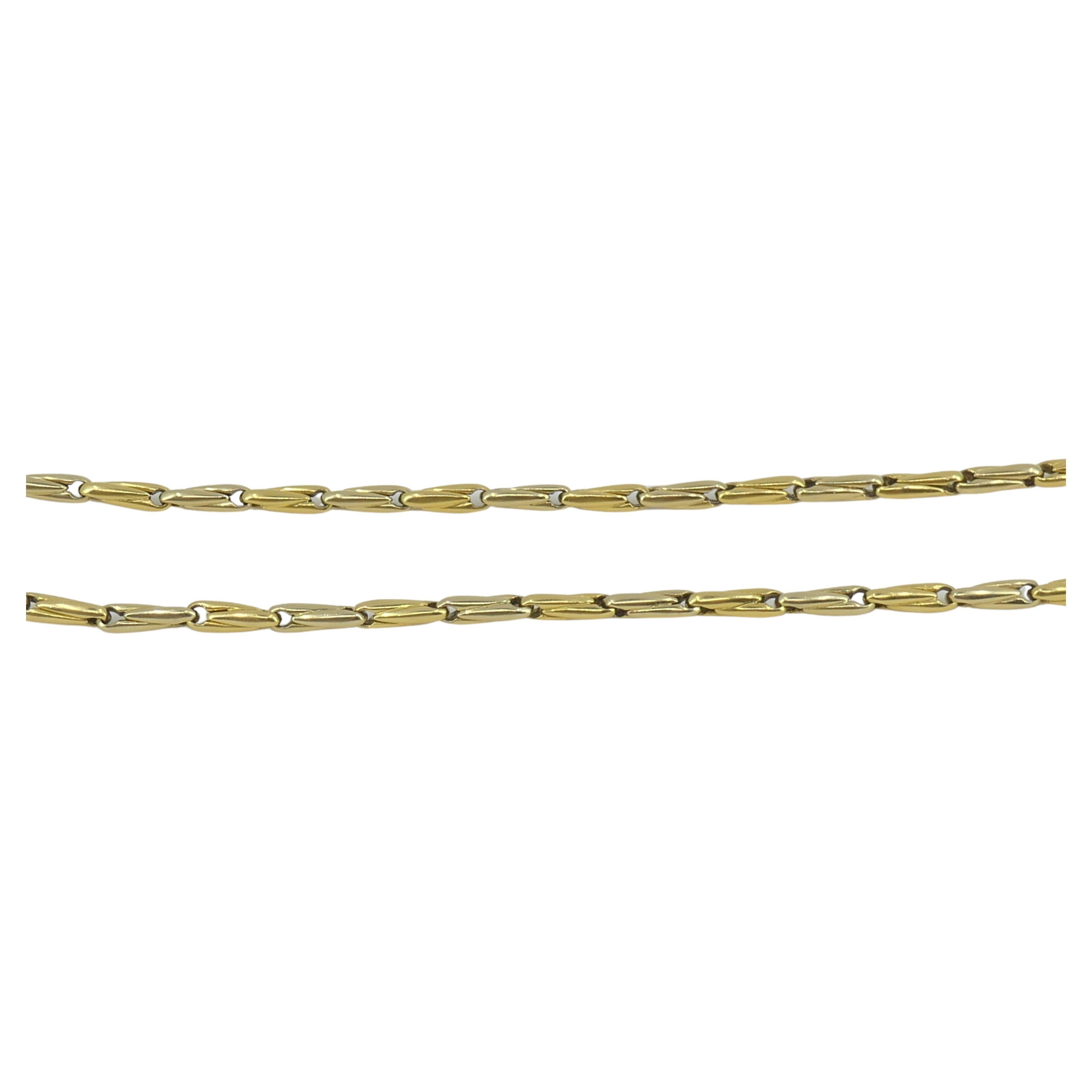 Vintage Cartier 18k Two-Tone Gold Chain Necklace Barleycorn Link For Sale 3