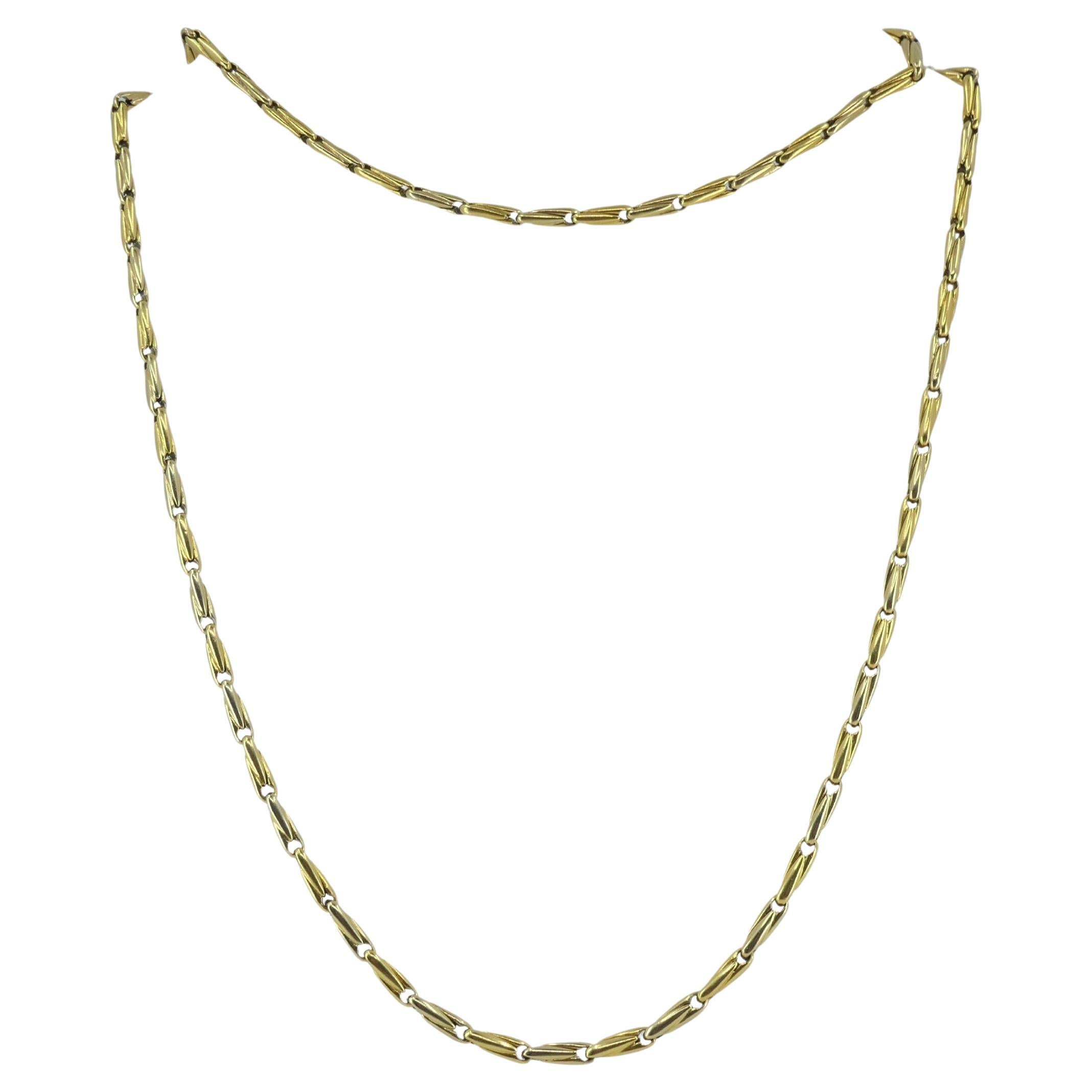 Vintage Cartier 18k Two-Tone Gold Chain Necklace Barleycorn Link For Sale