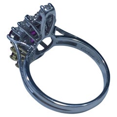 Vintage Cartier 18K White and Yellow Gold Diamond and Ruby Cocktail Ring