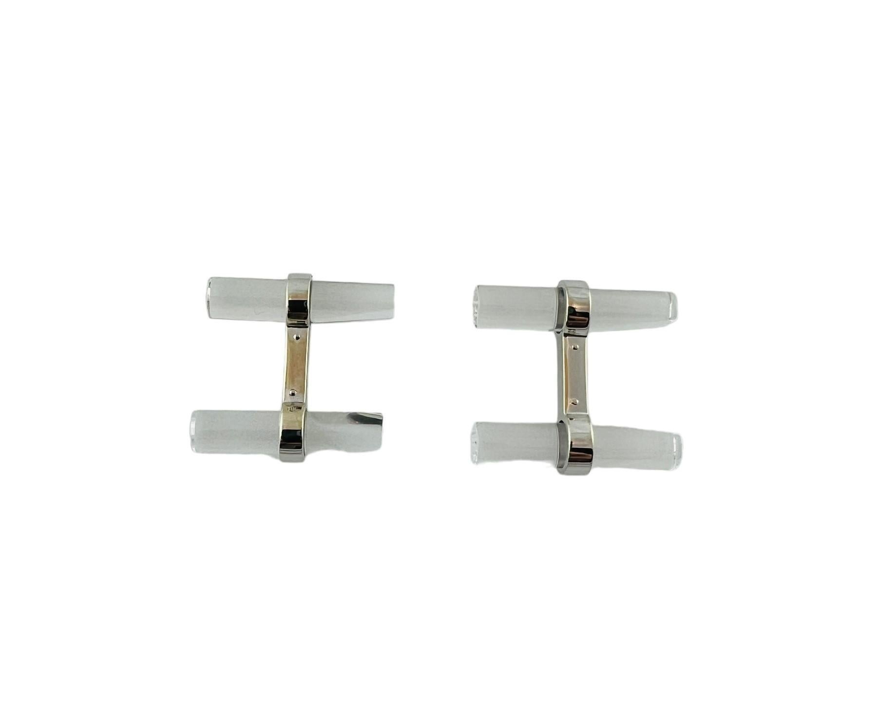 Vintage Cartier 18K White Gold Crystal Interchangeable Cufflinks #16574 In Good Condition In Washington Depot, CT