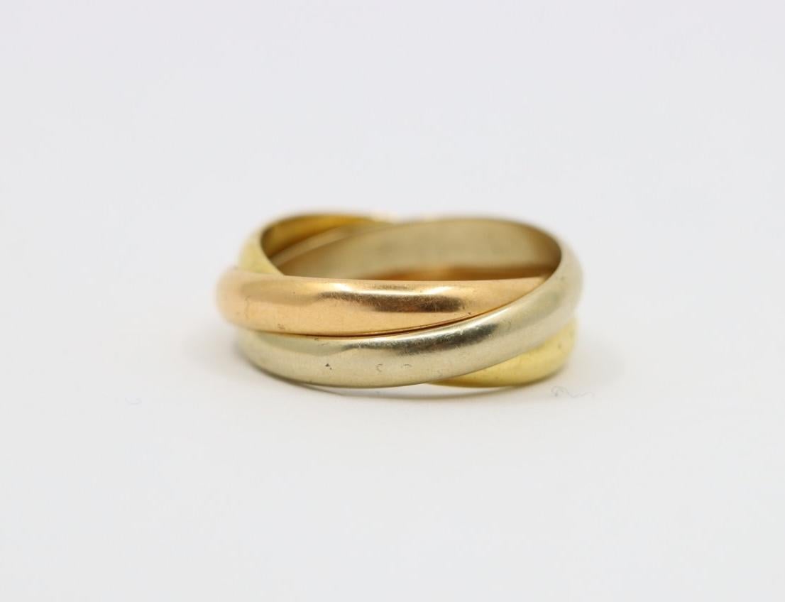 Vintage Cartier 18K White & Rose & Yellow Gold Trinity Ring For Sale 2