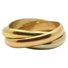 Vintage Cartier 18K White & Rose & Yellow Gold Trinity Ring
