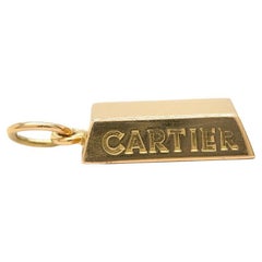 Vieux pendentif breloque en or jaune d'once de lingot d'or Cartier 18K