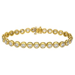 Vintage Cartier 18k Yellow Gold 7ct Diamond Bezel Set Tennis Bracelet