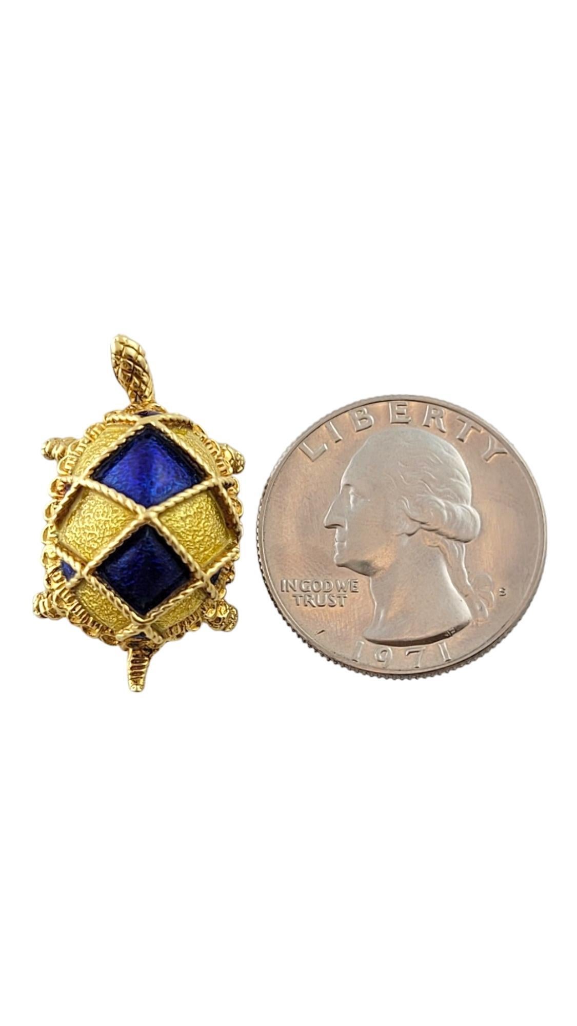 Vintage Cartier 18K Yellow Gold Blue Enamel Turtle Pin #18204 For Sale 6