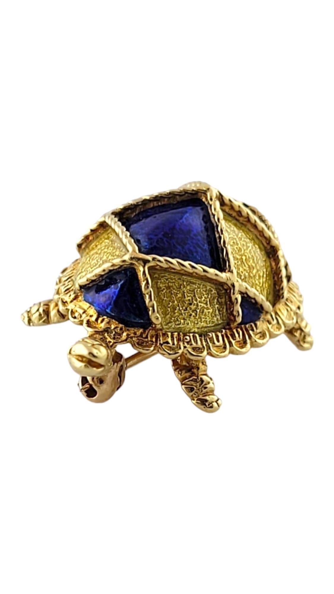 Vintage Cartier 18K Yellow Gold Blue Enamel Turtle Pin #18204 In Good Condition For Sale In Washington Depot, CT