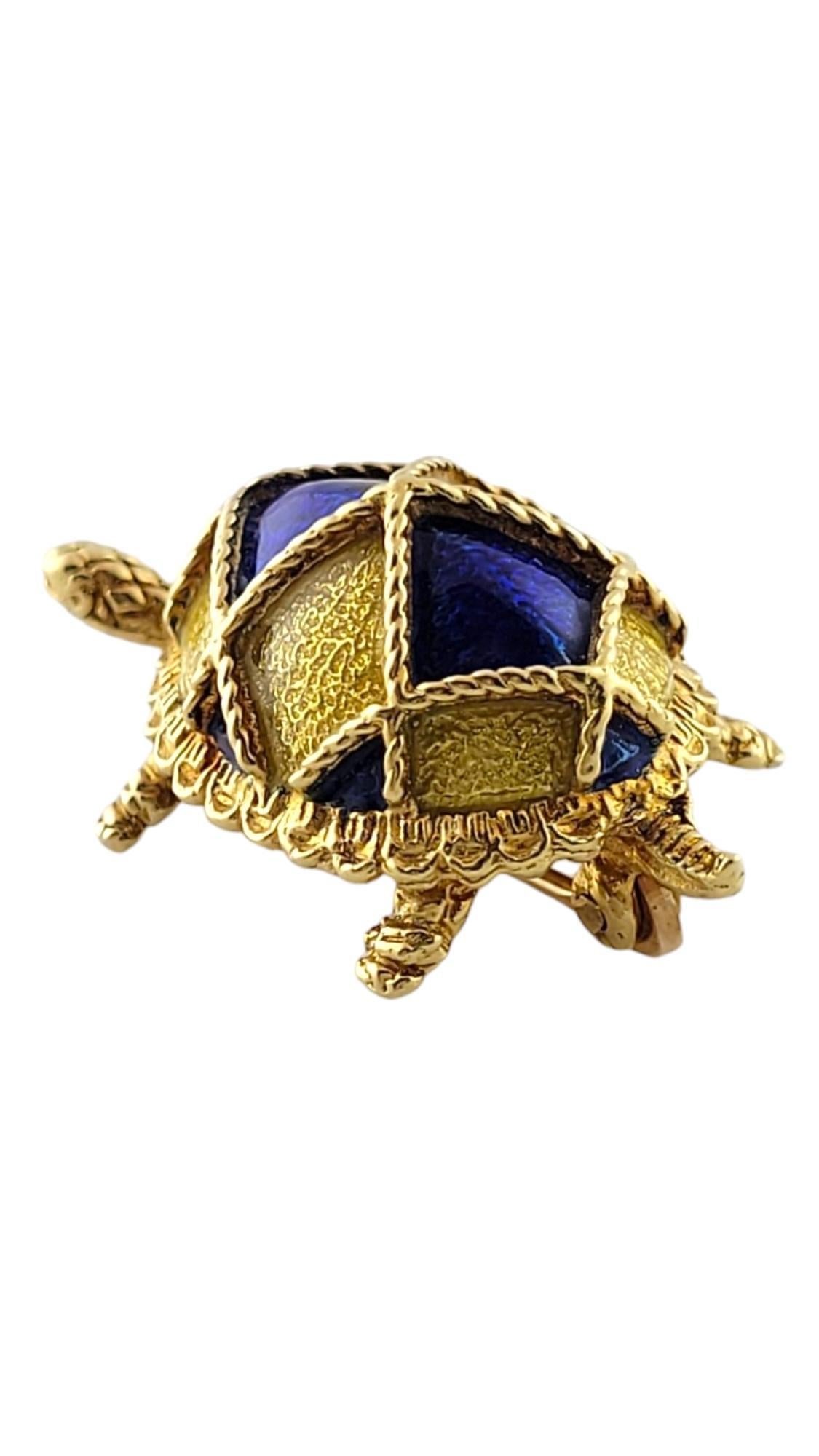 Women's Vintage Cartier 18K Yellow Gold Blue Enamel Turtle Pin #18204 For Sale