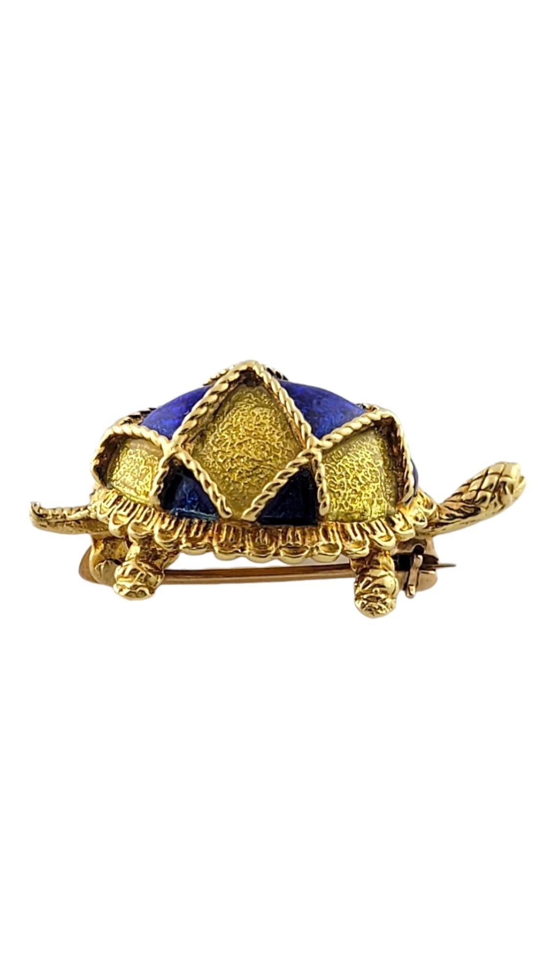 Vintage Cartier 18K Yellow Gold Blue Enamel Turtle Pin #18204 For Sale 1