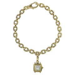 Retro Cartier 18k Yellow Gold Bracelet with Panthere Watch Charm