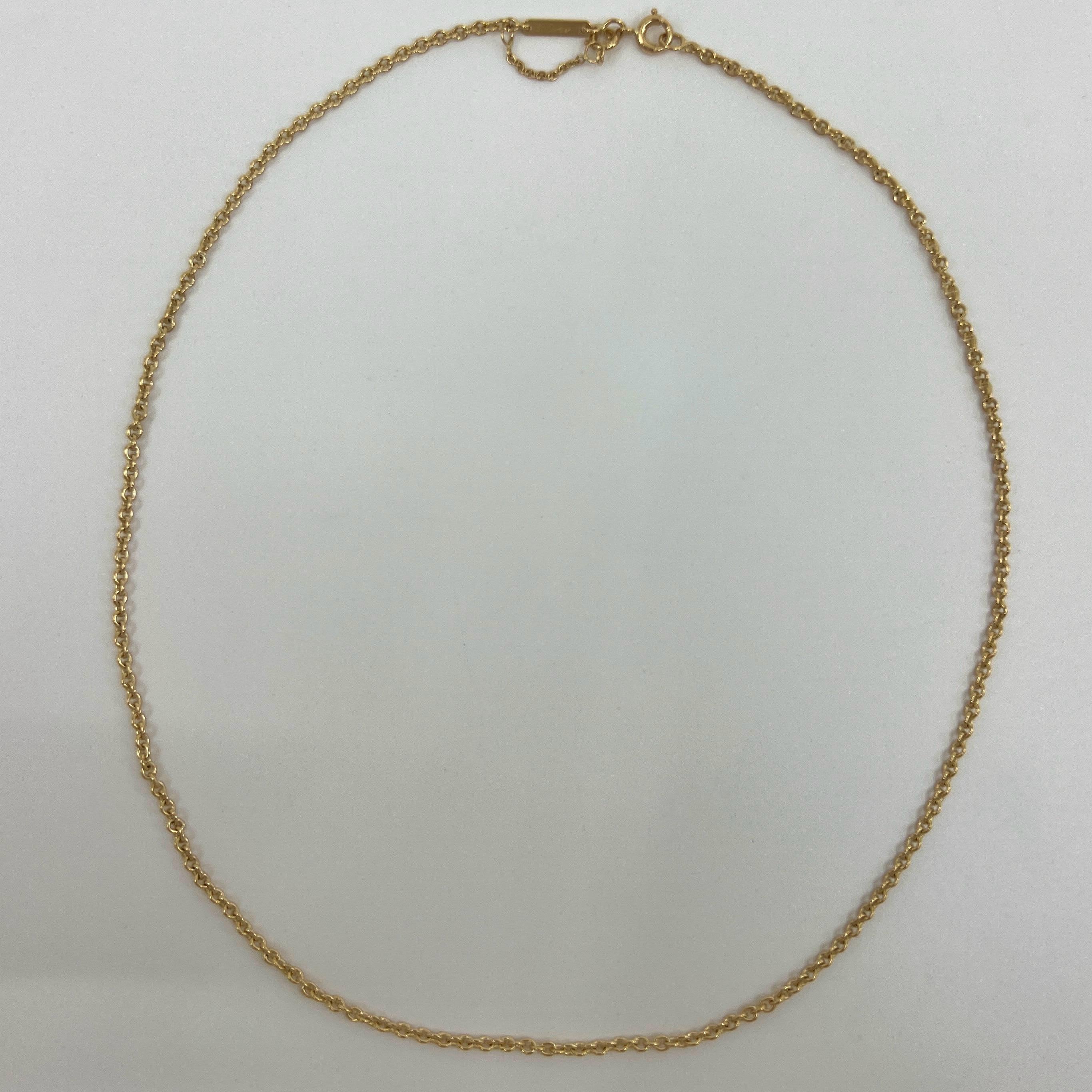Women's or Men's Vintage Cartier 18k Yellow Gold Cable Necklace Chain With Box 40cm 16'