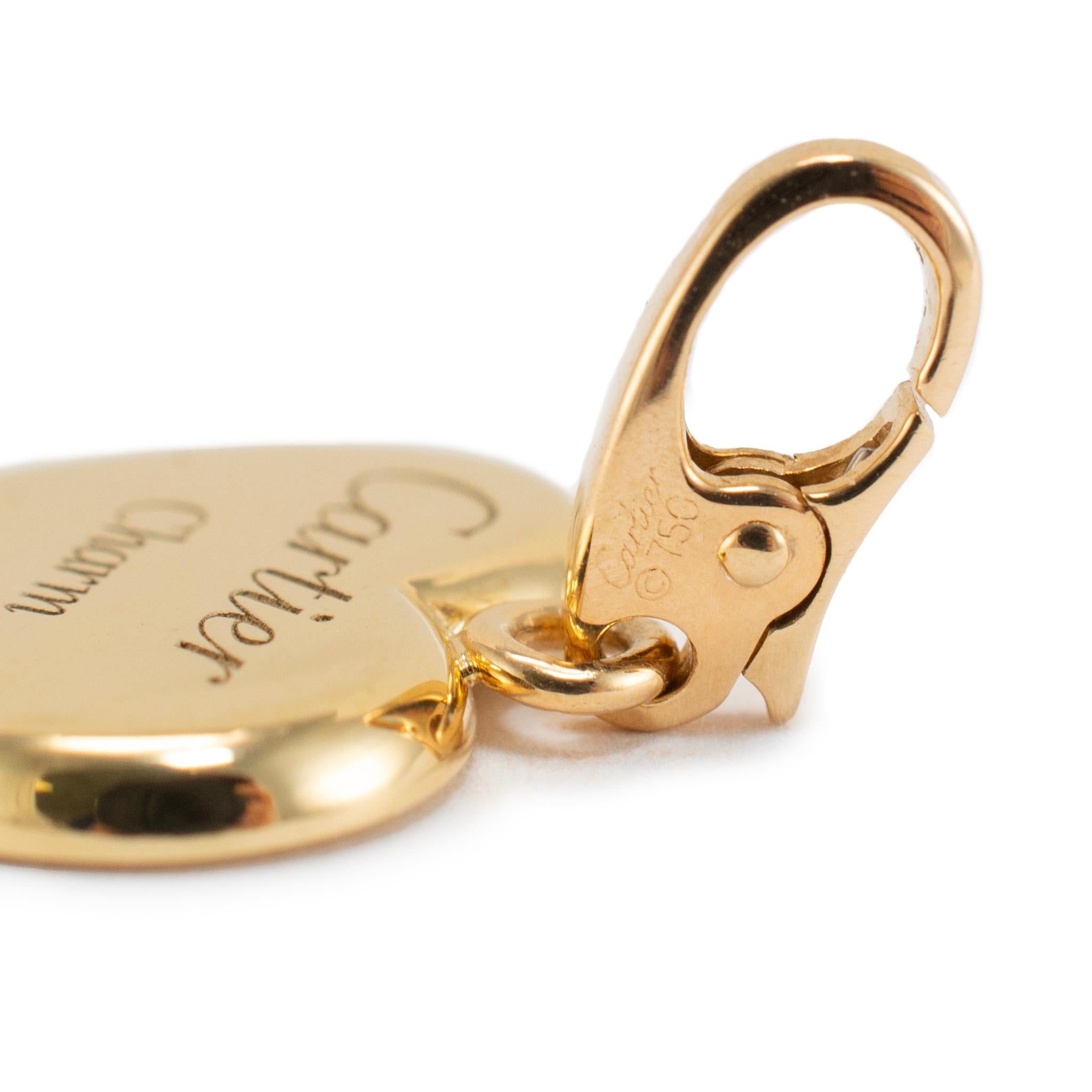 Vintage Cartier Or Jaune 18K Charm Club Pendentif Coeur Excellent état - En vente à Houston, TX