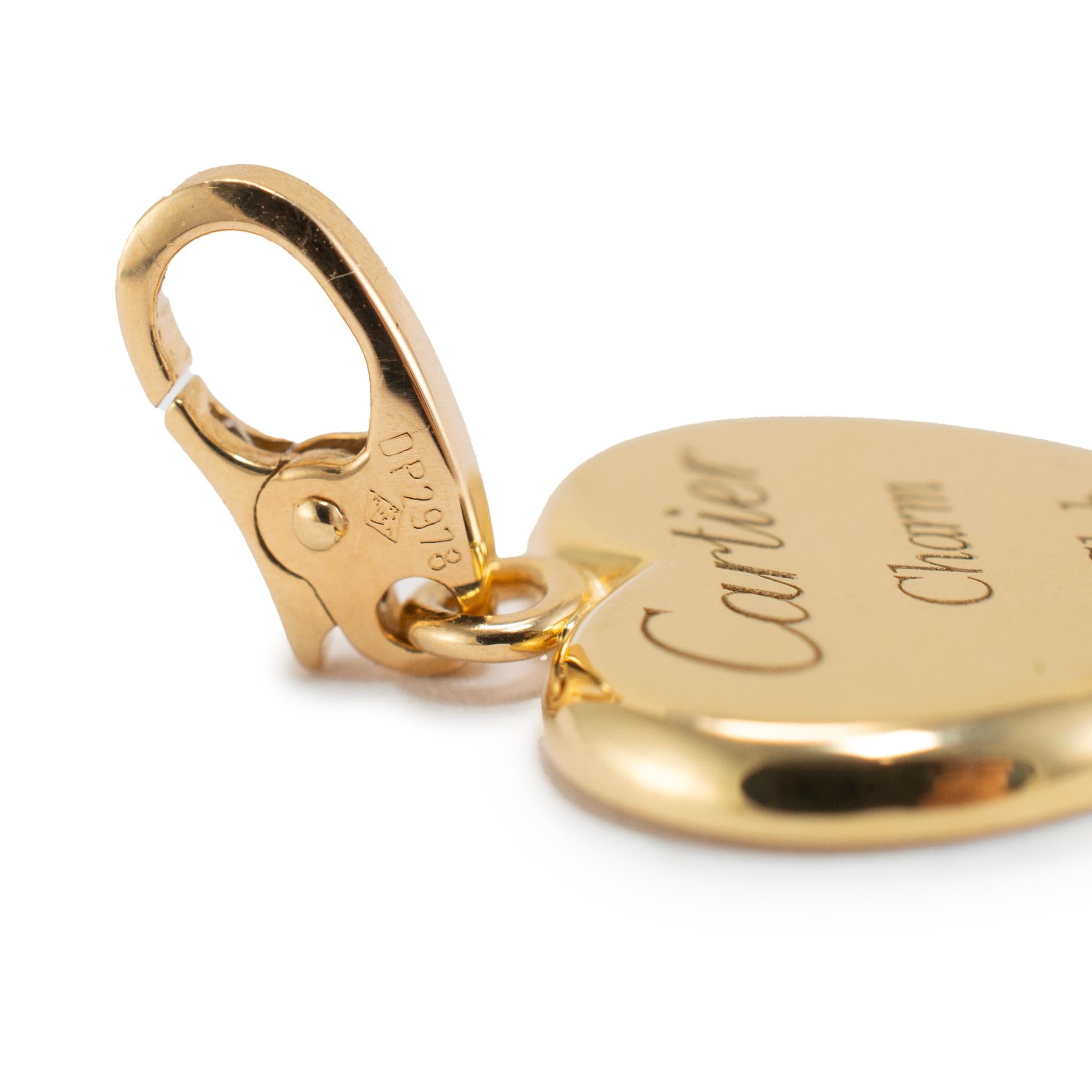 Vintage Cartier Or Jaune 18K Charm Club Pendentif Coeur Unisexe en vente
