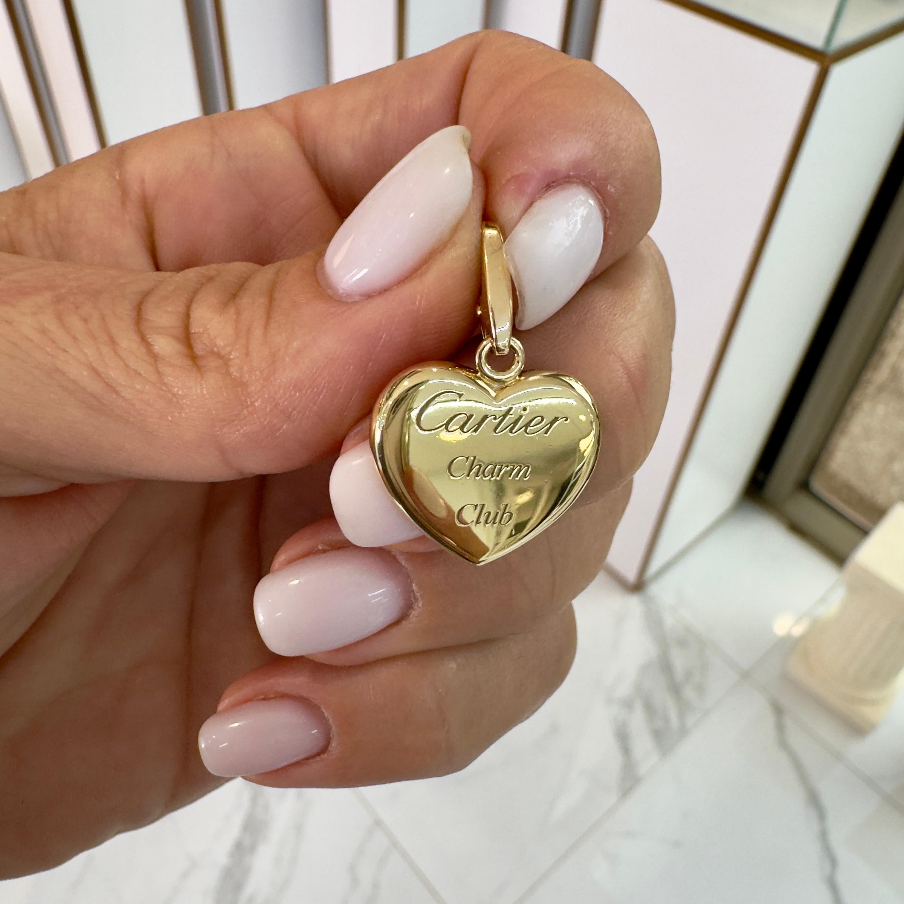 Vintage Cartier Or Jaune 18K Charm Club Pendentif Coeur en vente 2