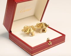 Vintage Cartier 18K Yellow Gold Earrings. Spiral Sculpture Omega Back Circa 1970