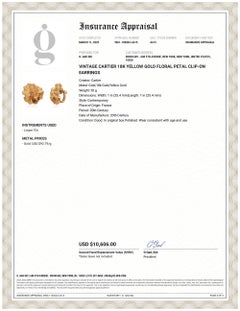 Vintage Cartier 18 Karat Gelbgold Floral Blütenblatt Clip-On Ohrringe