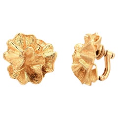 Orecchini a clip con petali floreali in oro giallo 18 carati di Cartier d'epoca