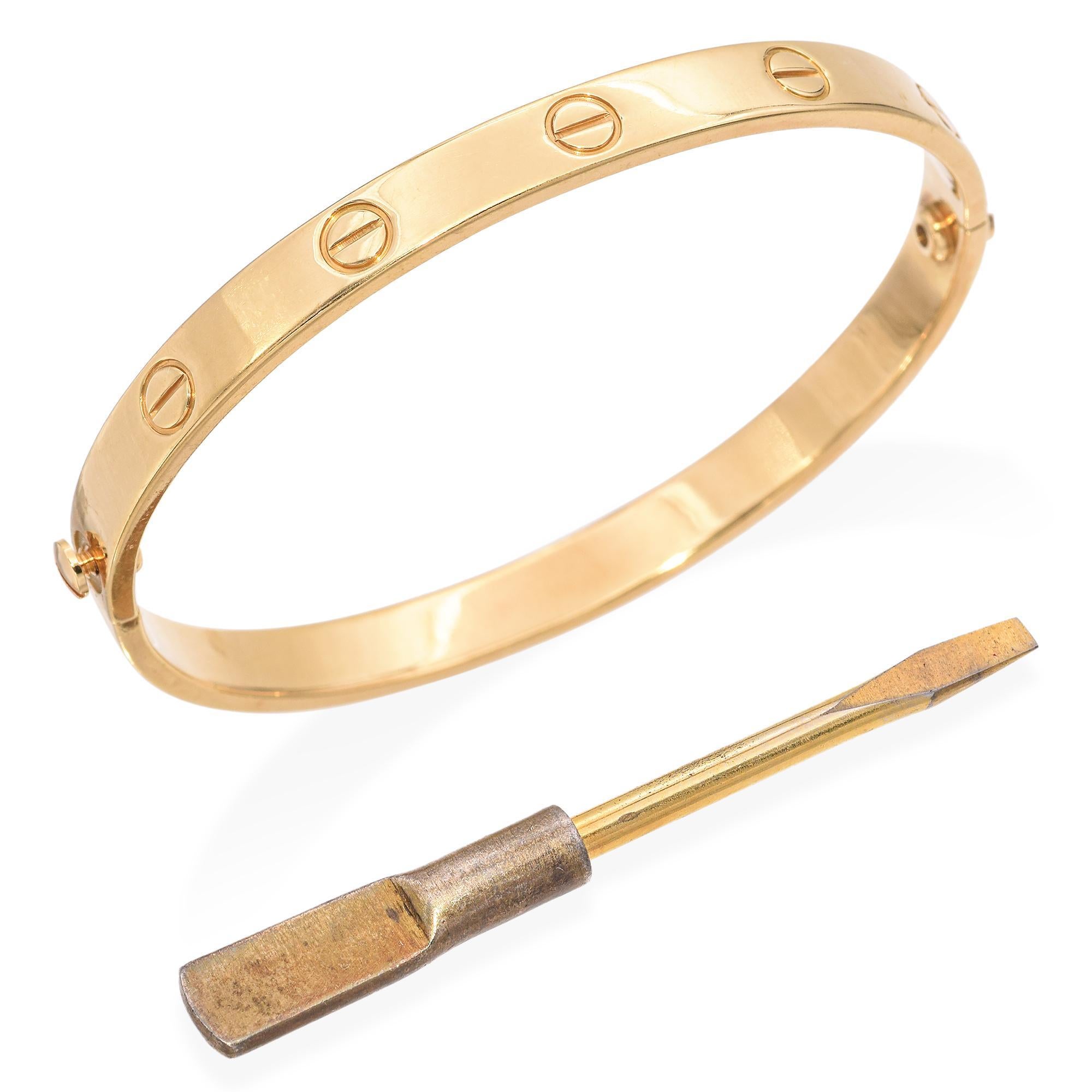 Vintage Cartier 18 Karat Gelbgold Love-Armband Größe 18 Damen