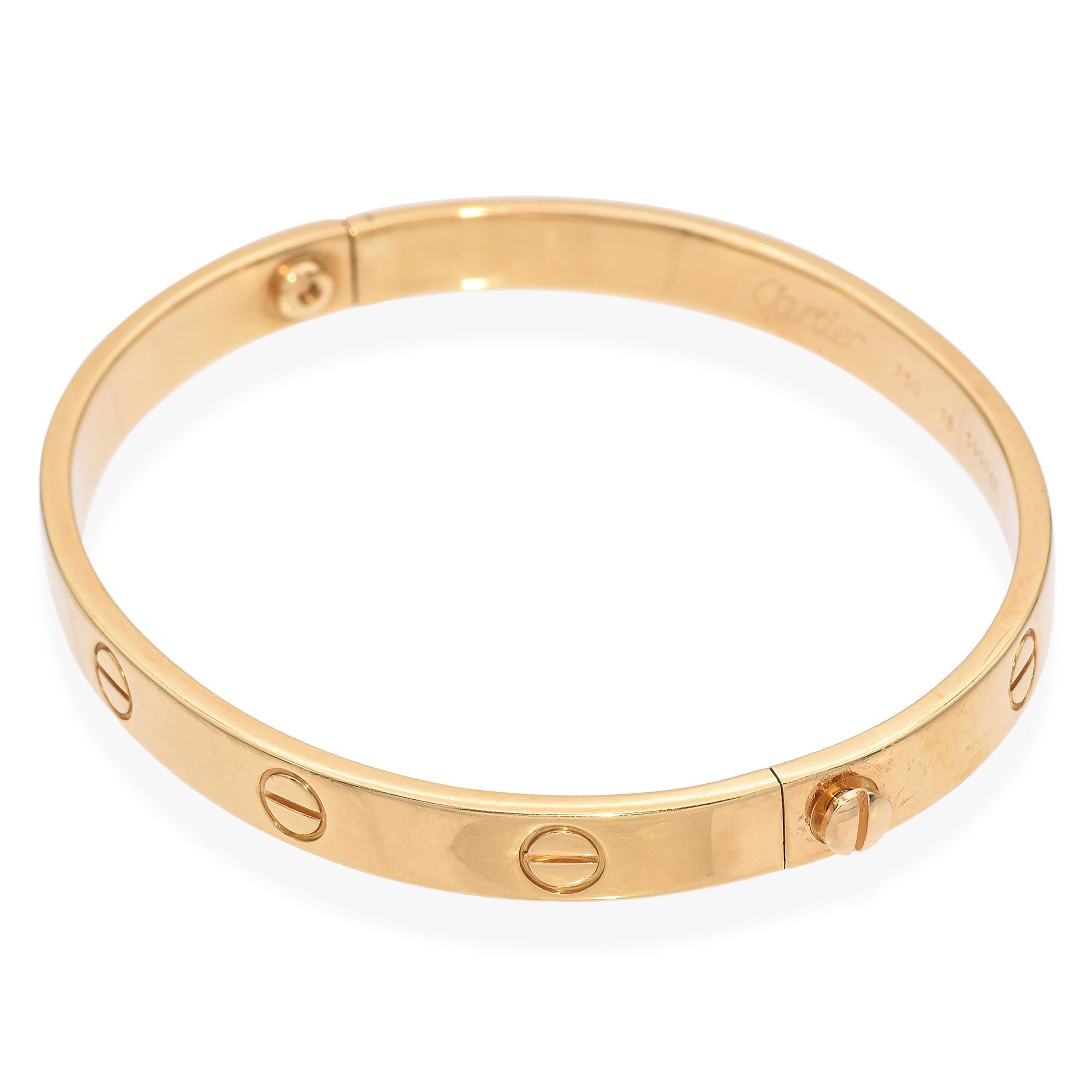 Vintage Cartier 18 Karat Gelbgold Love-Armband Größe 18 1