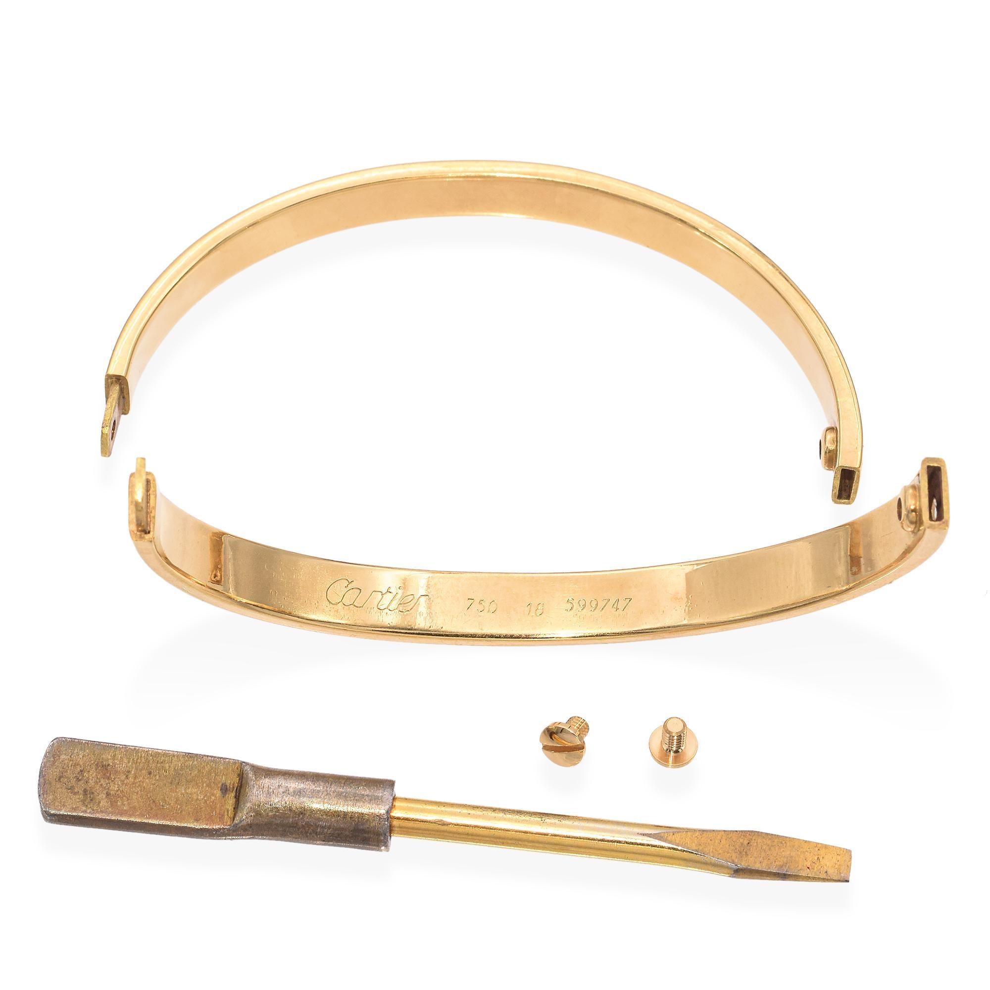 Vintage Cartier 18 Karat Gelbgold Love-Armband Größe 18 2