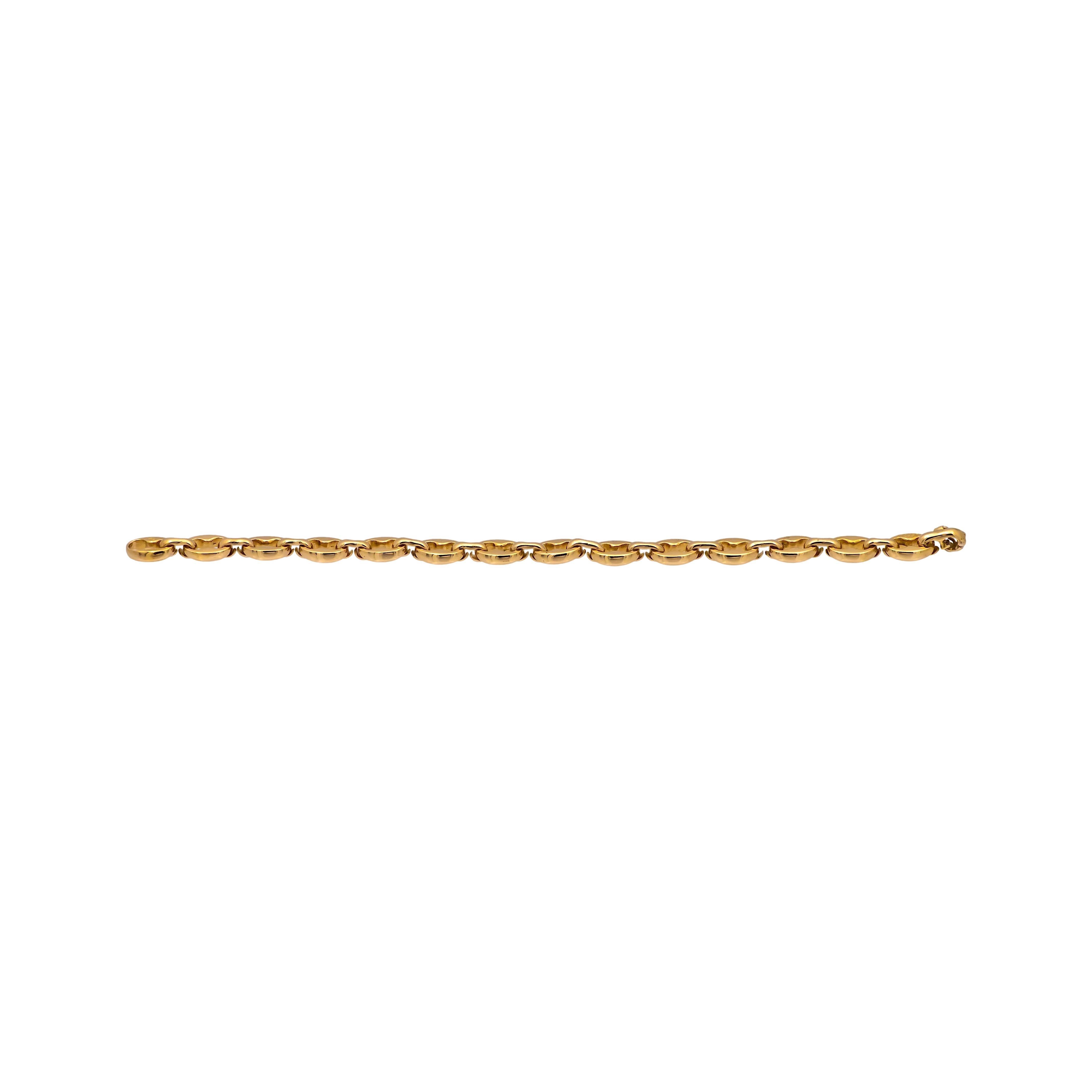Vintage Cartier Armband aus 18 Karat Gelbgold mit offenen, ineinandergreifenden Krallen und Bohnengliedern. Das Armband ist 7
