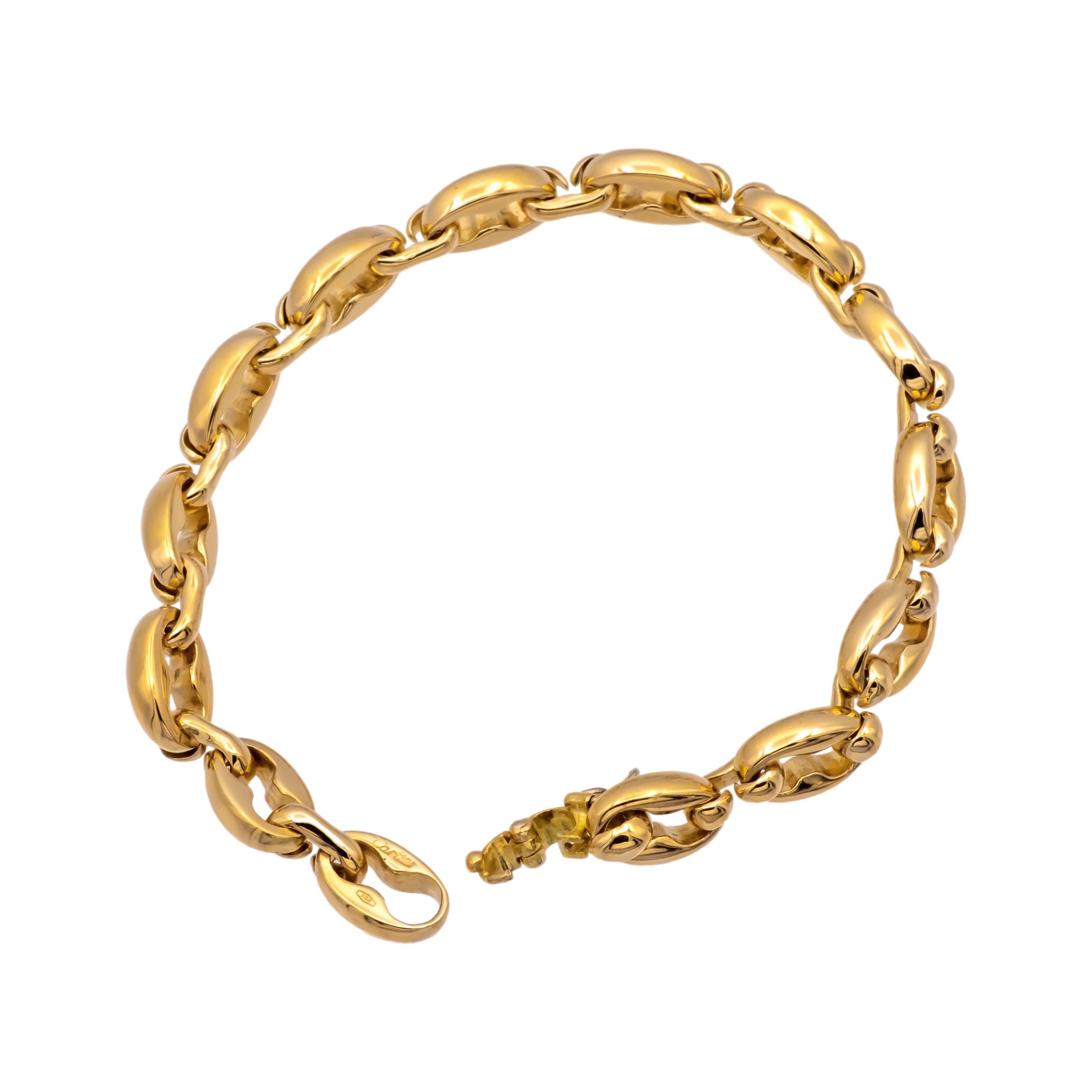 Rétro Cartier Bracelet vintage à maillons griffes ouvertes en or jaune 18 carats en vente