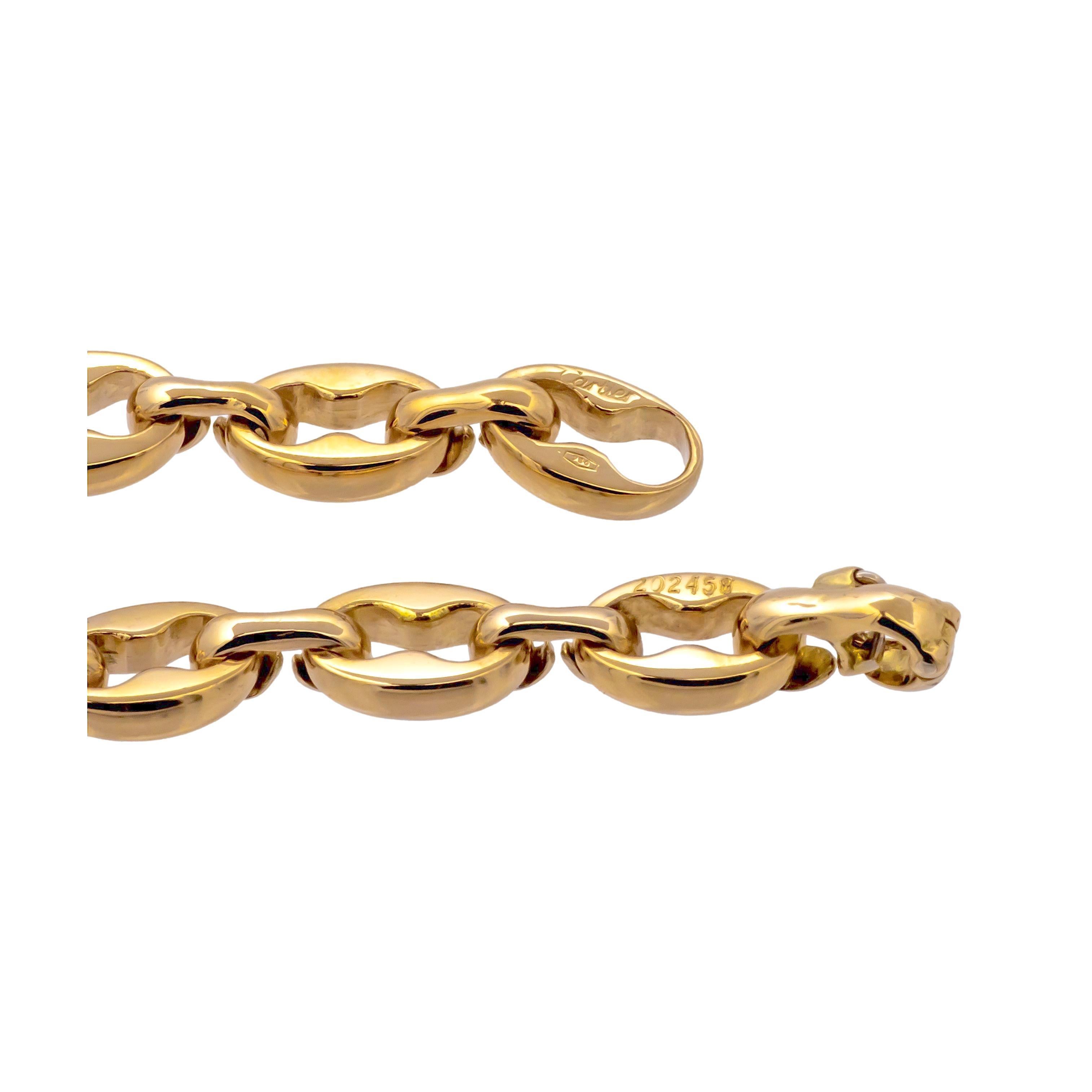 Vintage Cartier 18K Yellow Gold Open Bean Claw Link Bracelet In Good Condition For Sale In New York, NY