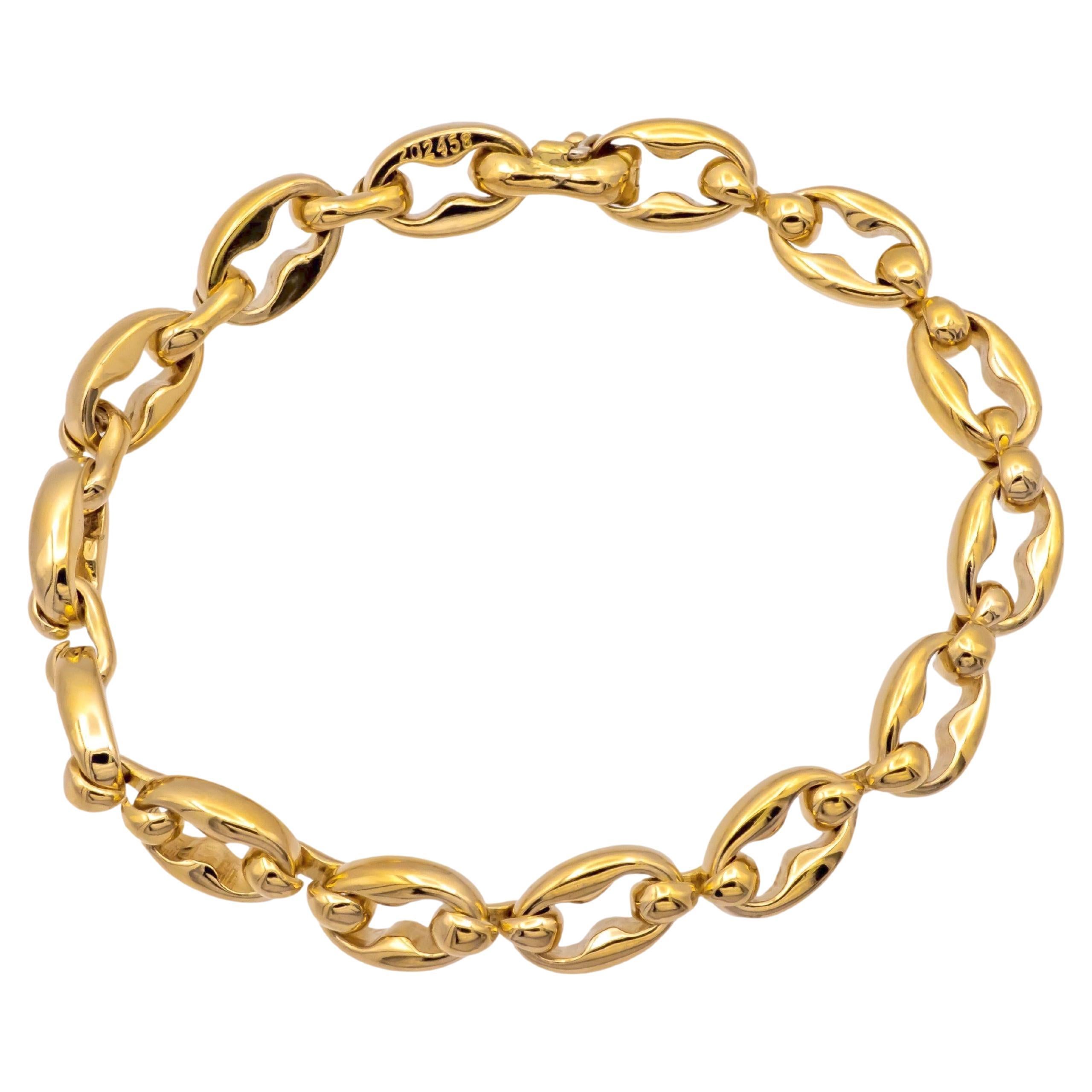 Vintage Cartier 18K Yellow Gold Open Bean Claw Link Bracelet