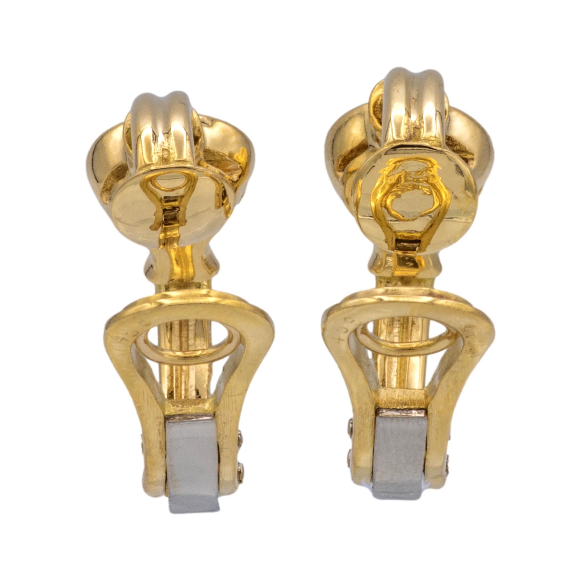 Women's Vintage Cartier 18K Yellow Gold Oval Amethyst Huggie Clip Earrings For Sale