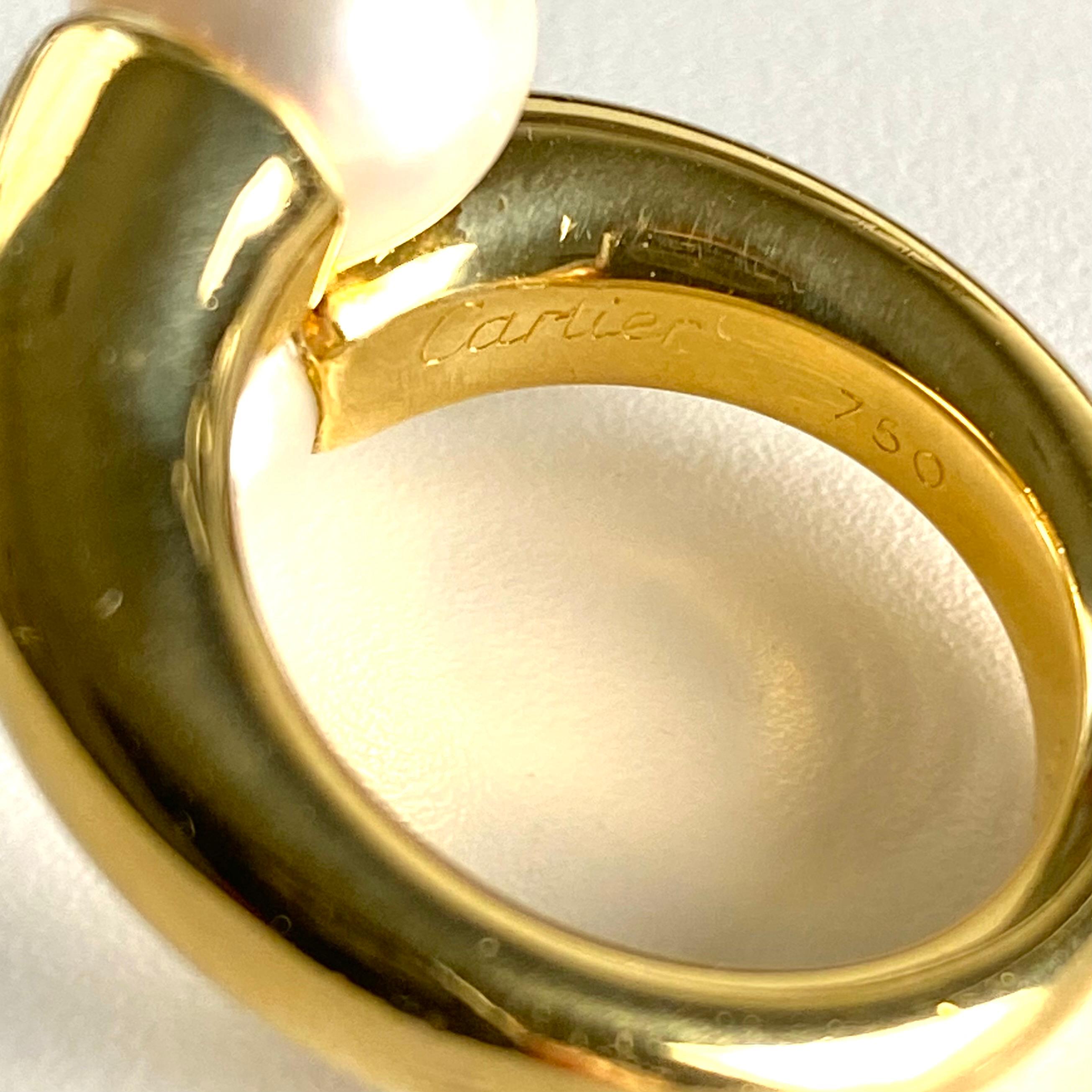 Vintage Cartier 18K Yellow Gold Pearl Bypass Ring Timeless Investment in Luxury 3