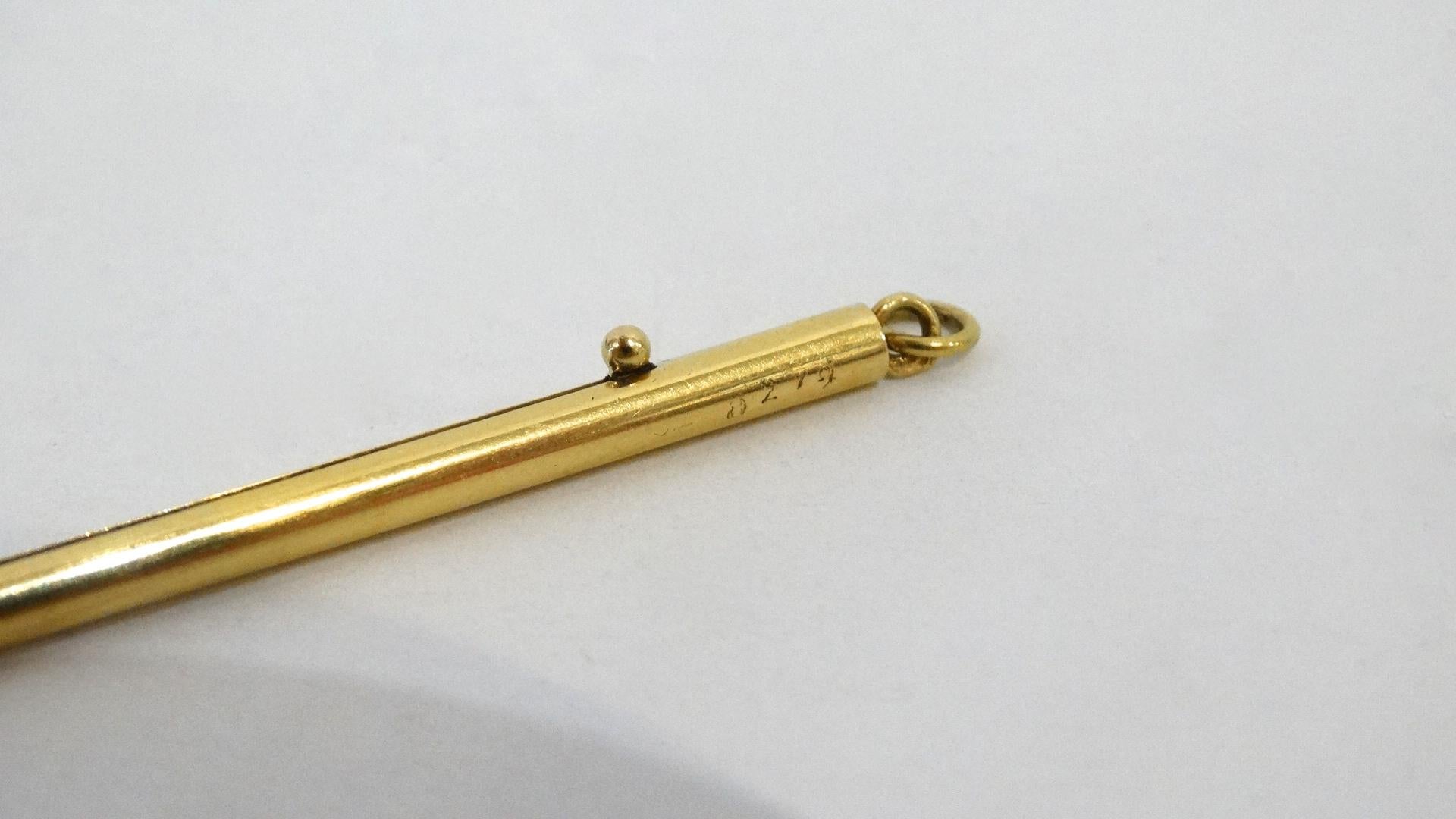 Art Deco Vintage Cartier 18K Yellow Gold Pearl Champagne Swizzle Stick Pendent