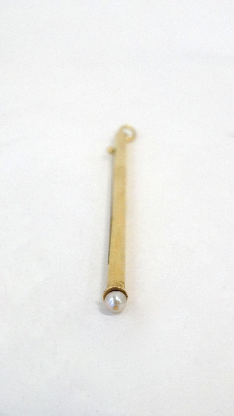 Vintage Cartier 18K Yellow Gold Pearl Champagne Swizzle Stick Pendent at 1stDibs cartier