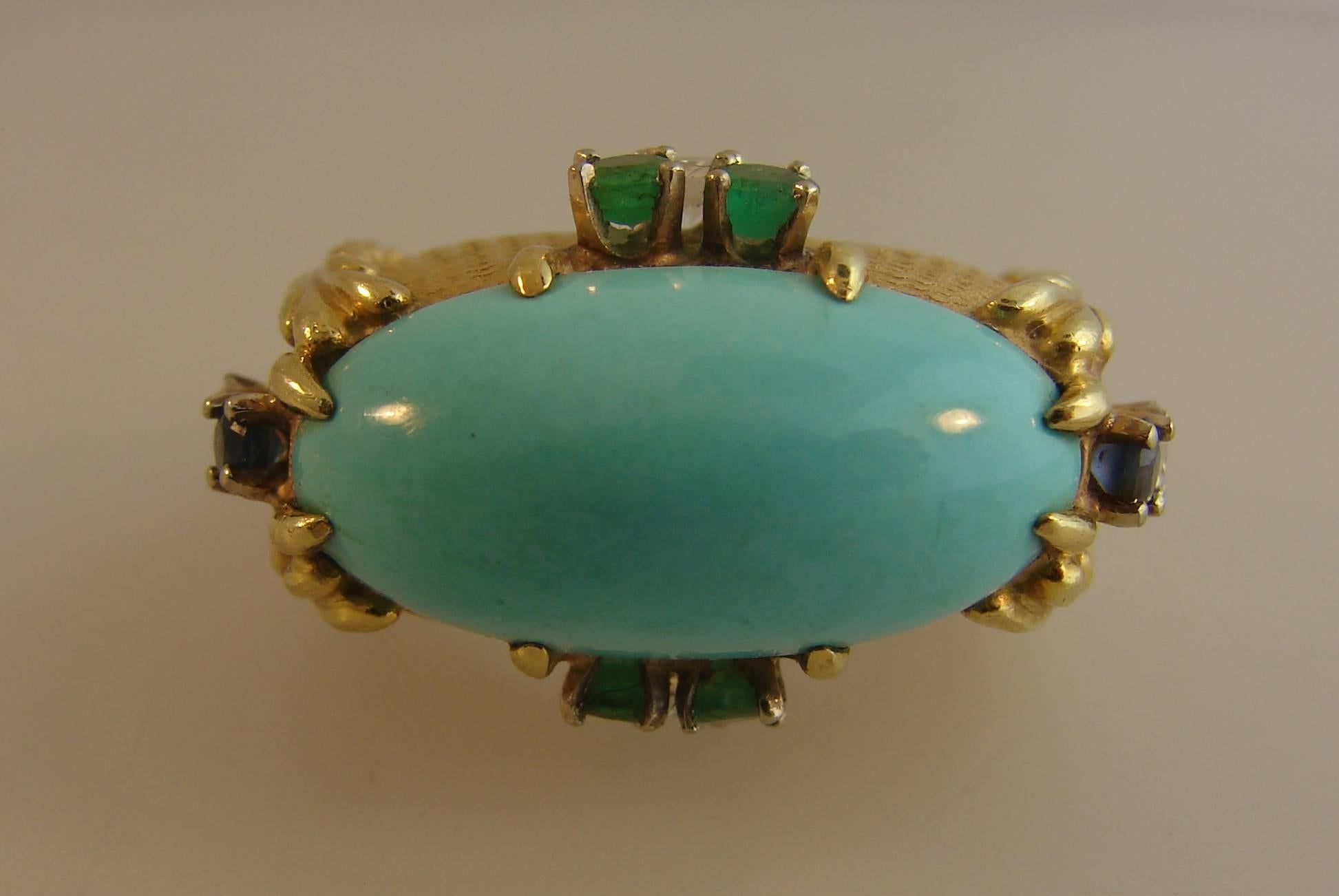 turquoise and emerald ring