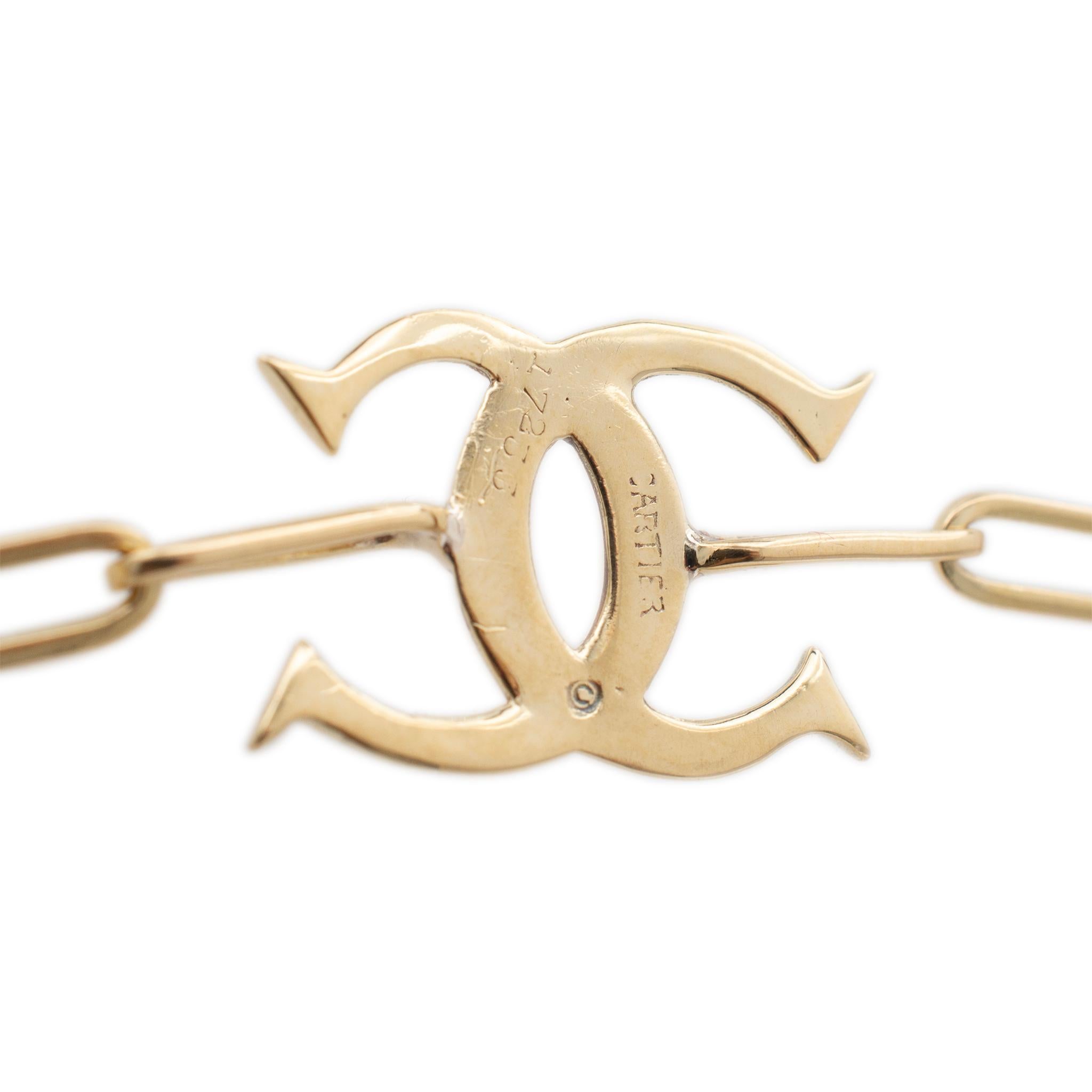 Women's or Men's Vintage Cartier 18K Yellow Gold Spartacus Double-C Chain Bracelet For Sale