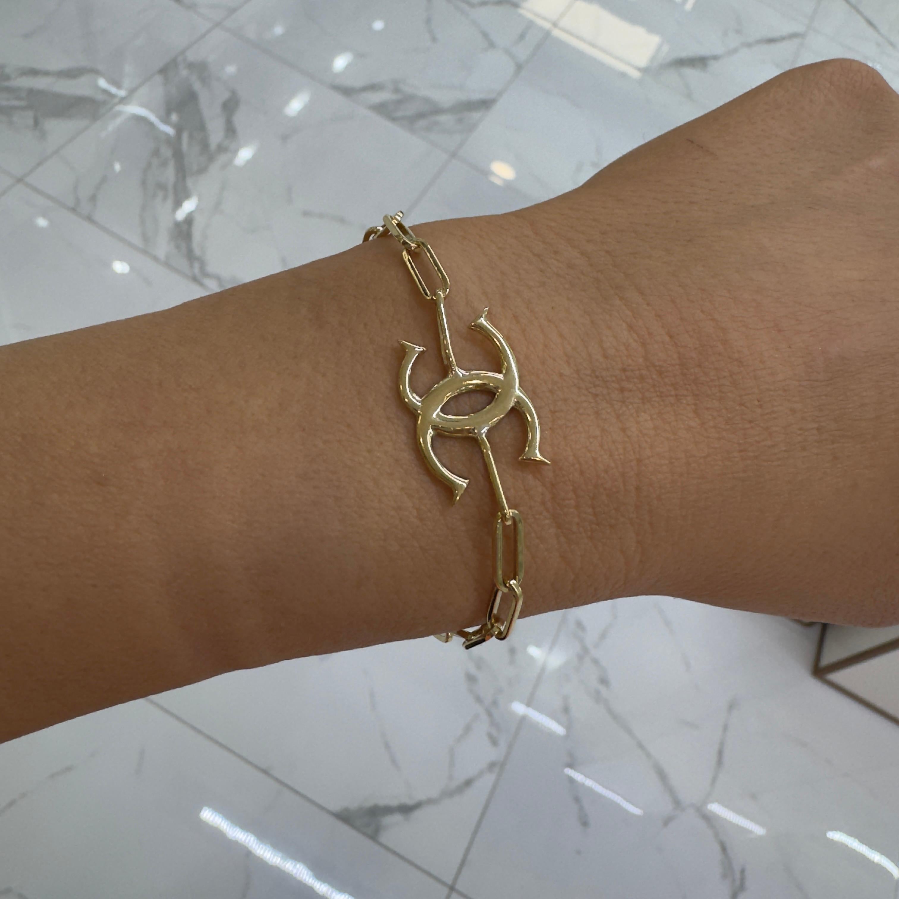 Vintage Cartier 18K Yellow Gold Spartacus Double-C Chain Bracelet For Sale 4