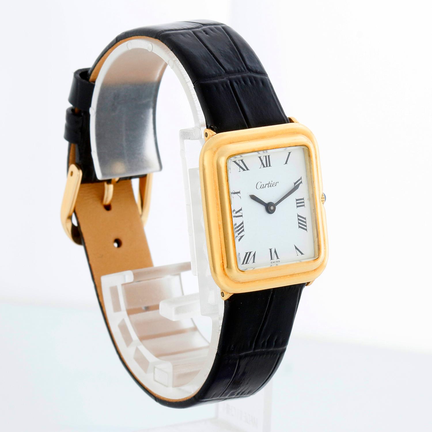 Vintage Cartier 18k Yellow Gold Stepped Ceinture Ladies Dress Watch In Excellent Condition For Sale In Dallas, TX