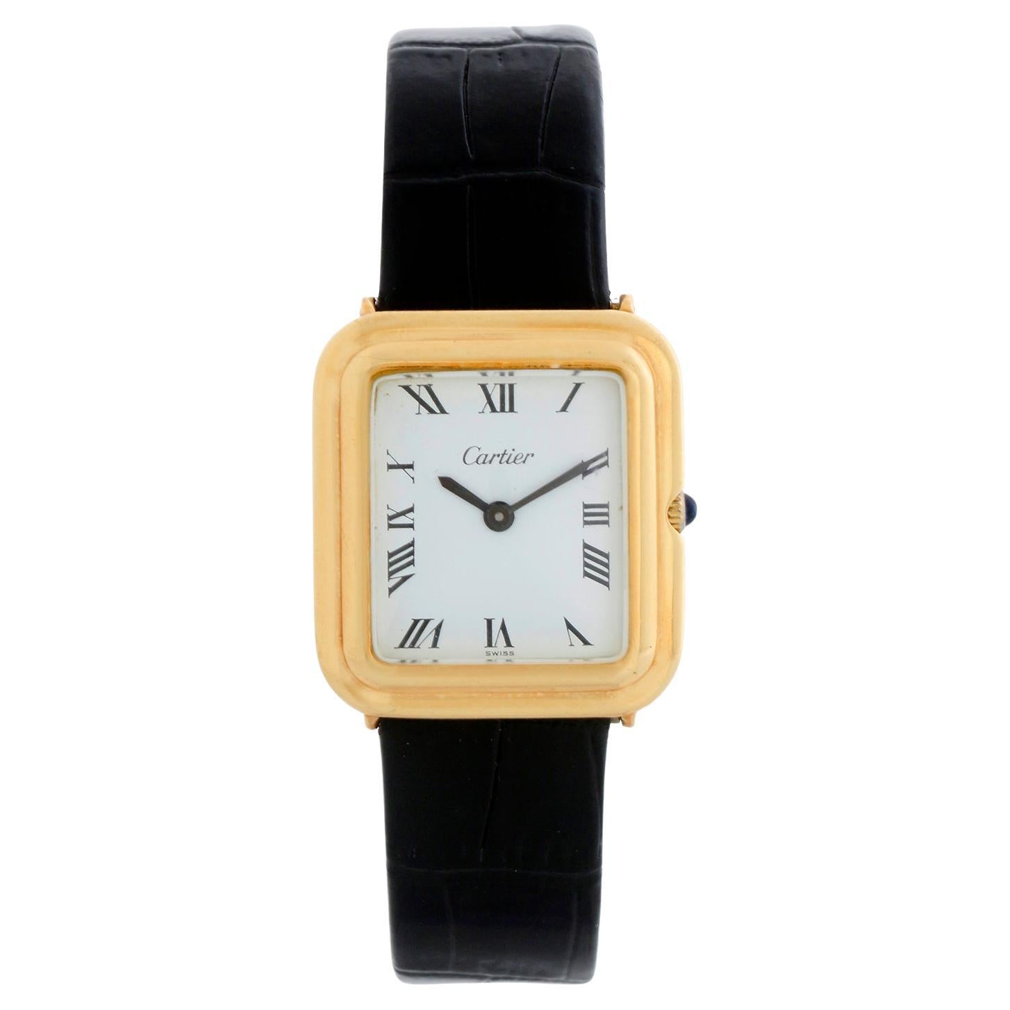 Vintage Cartier 18k Yellow Gold Stepped Ceinture Ladies Dress Watch