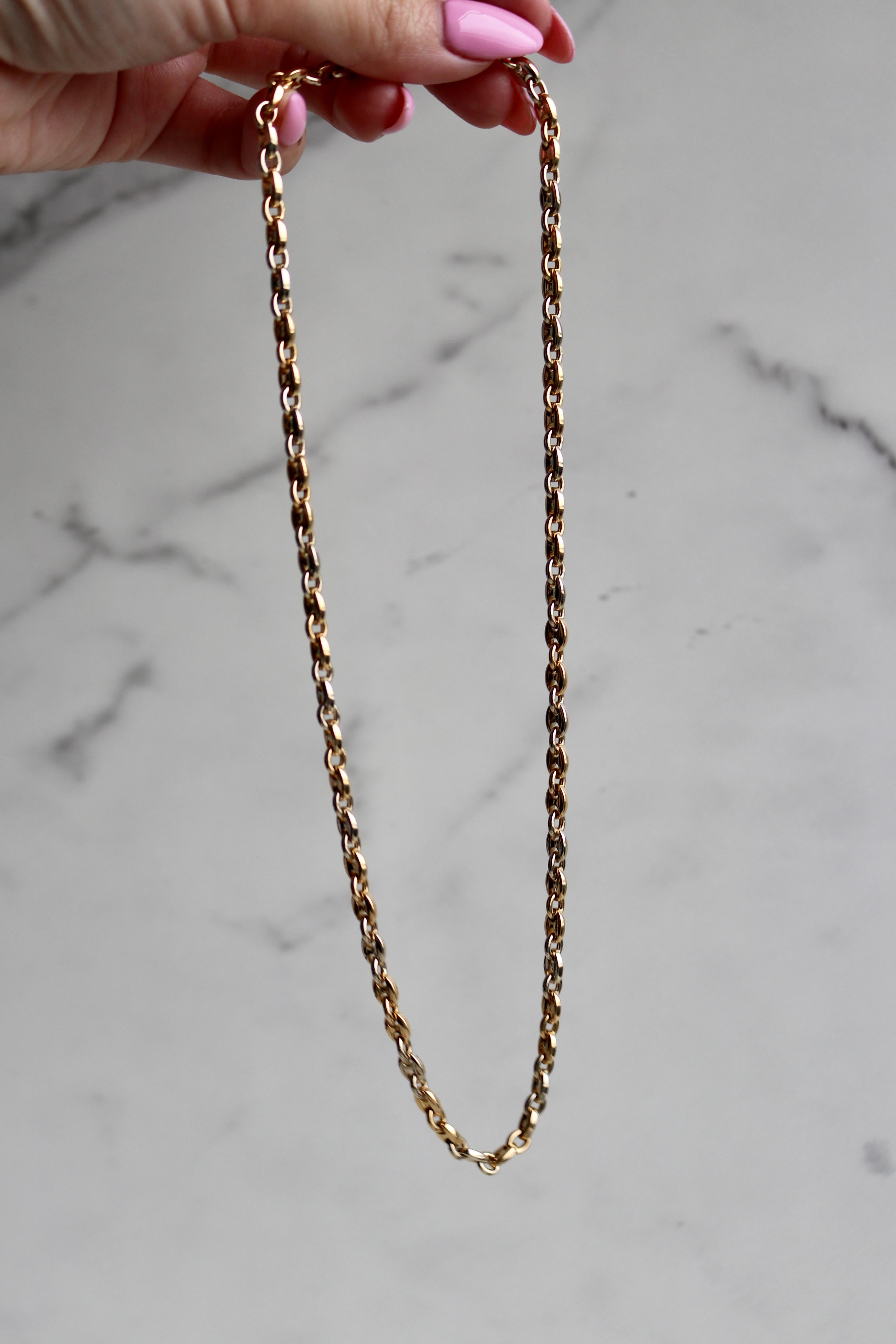 Vintage Cartier 18k Yellow Gold Two Tone Mariner Link Necklace 2