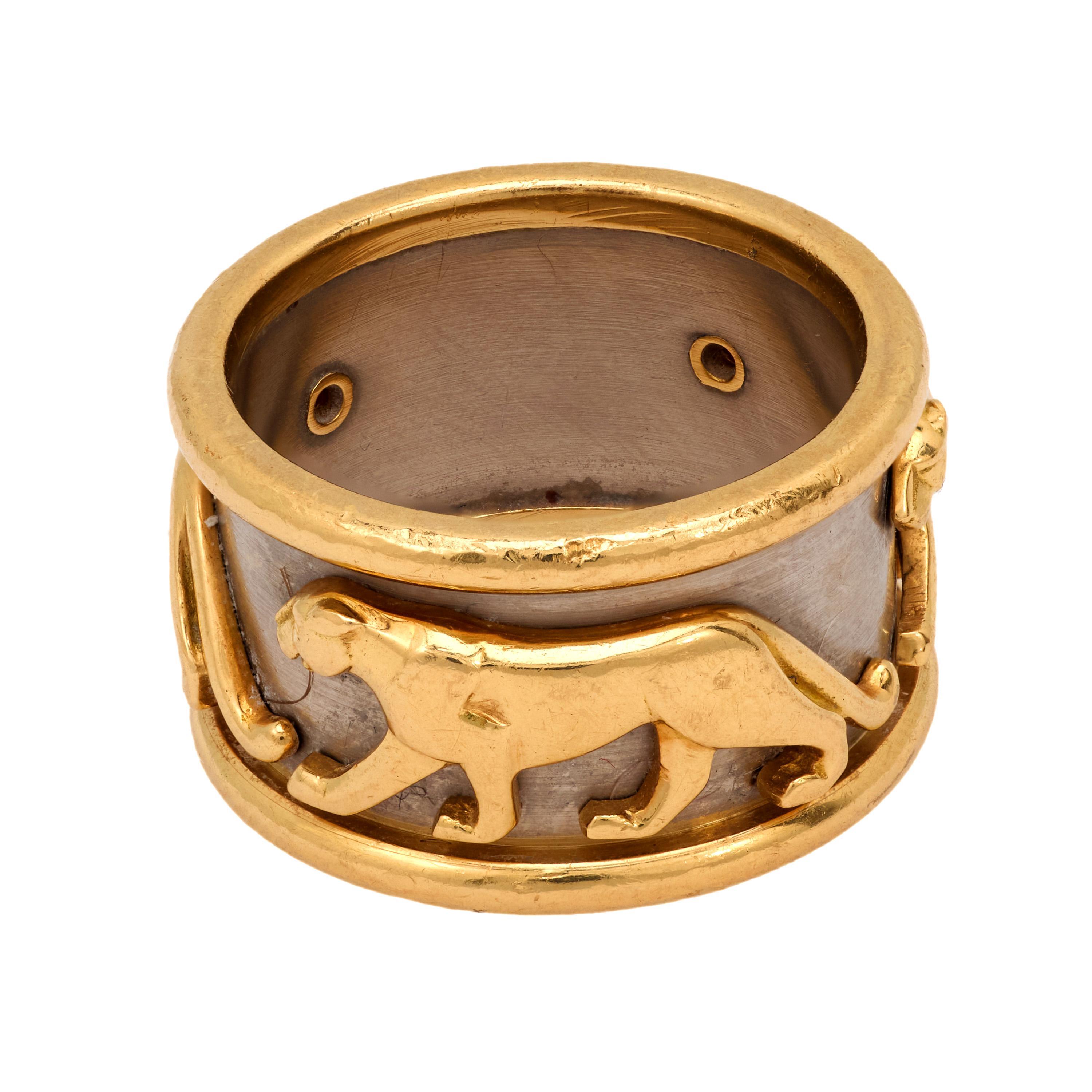 Women's Vintage Cartier 18k yellow gold walking panther band For Sale