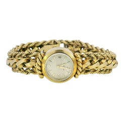 Vintage Cartier 18K Yellow Gold Watch Rope Bracelet Manual Wind