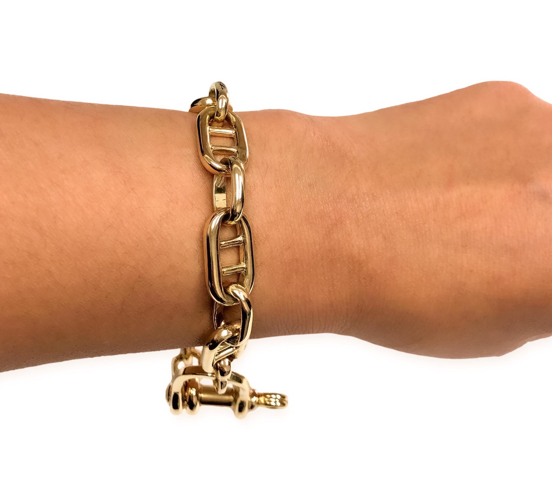 Breites nautisches, schweres Cartier-Gliederarmband aus 18 Karat Gelbgold 1