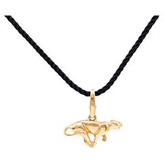 Vintage Cartier 18K Yellow Panther Charm Necklace