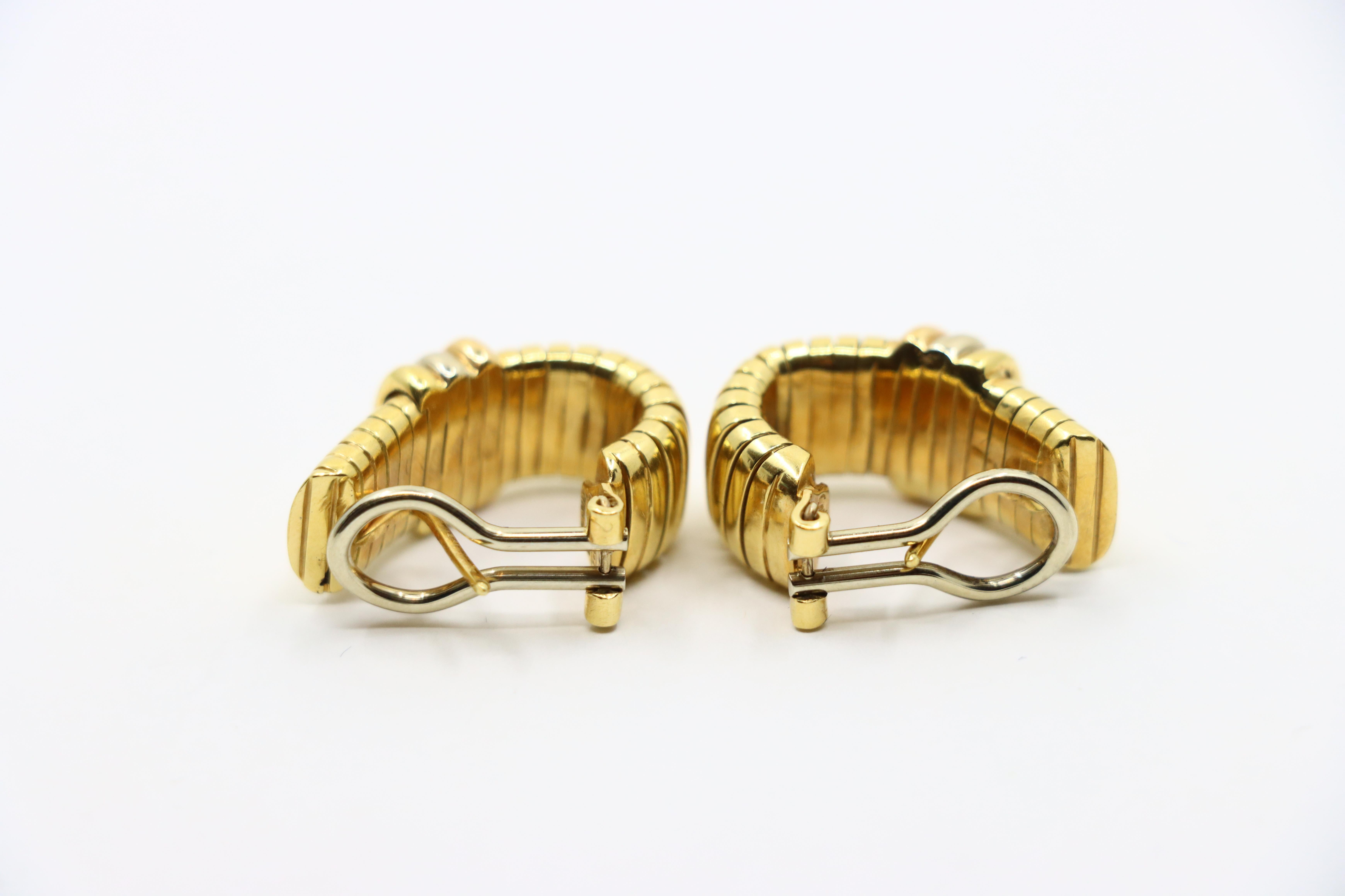 Pendientes Tubogas Vintage Cartier de oro amarillo y blanco de 18 quilates en venta 6