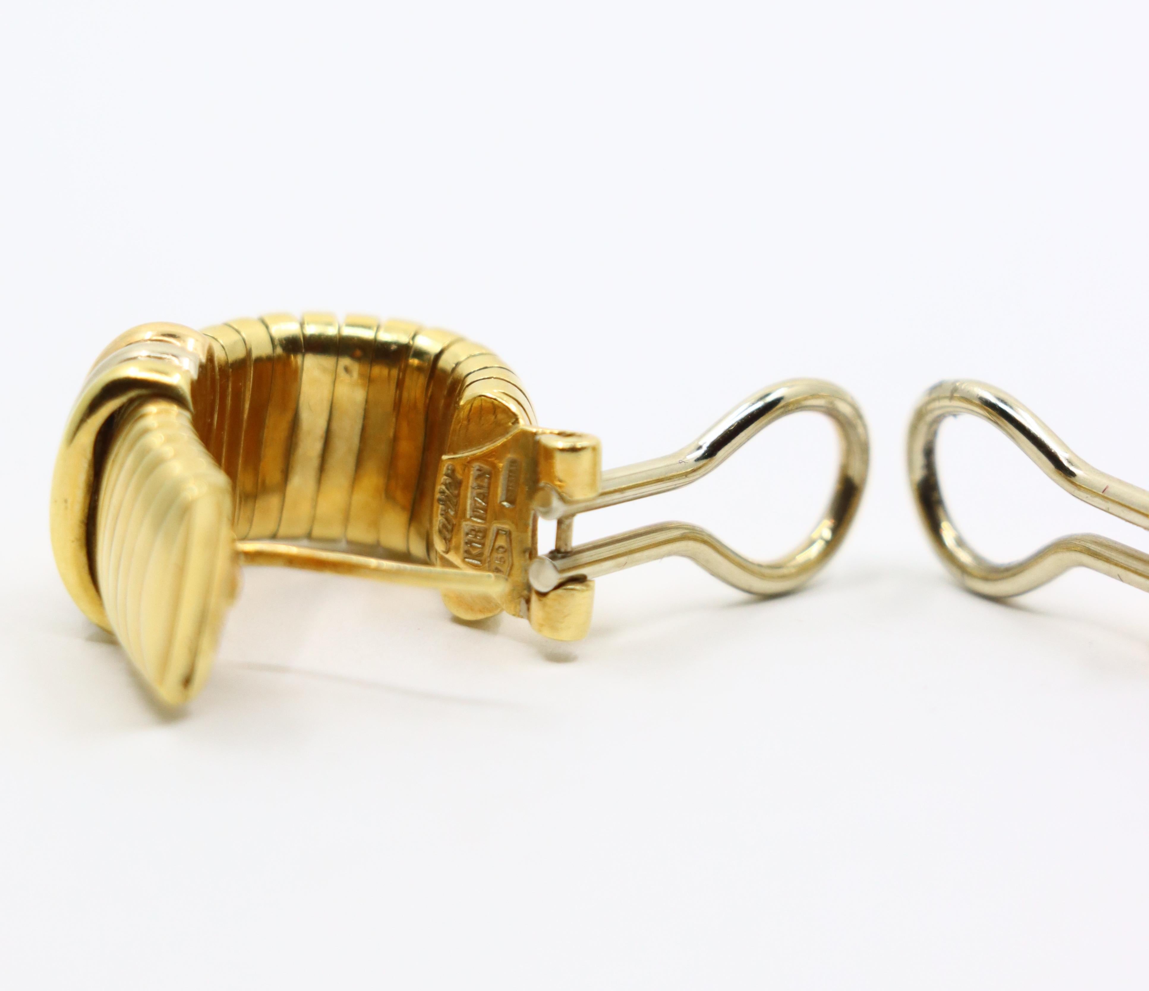 Pendientes Tubogas Vintage Cartier de oro amarillo y blanco de 18 quilates en venta 7