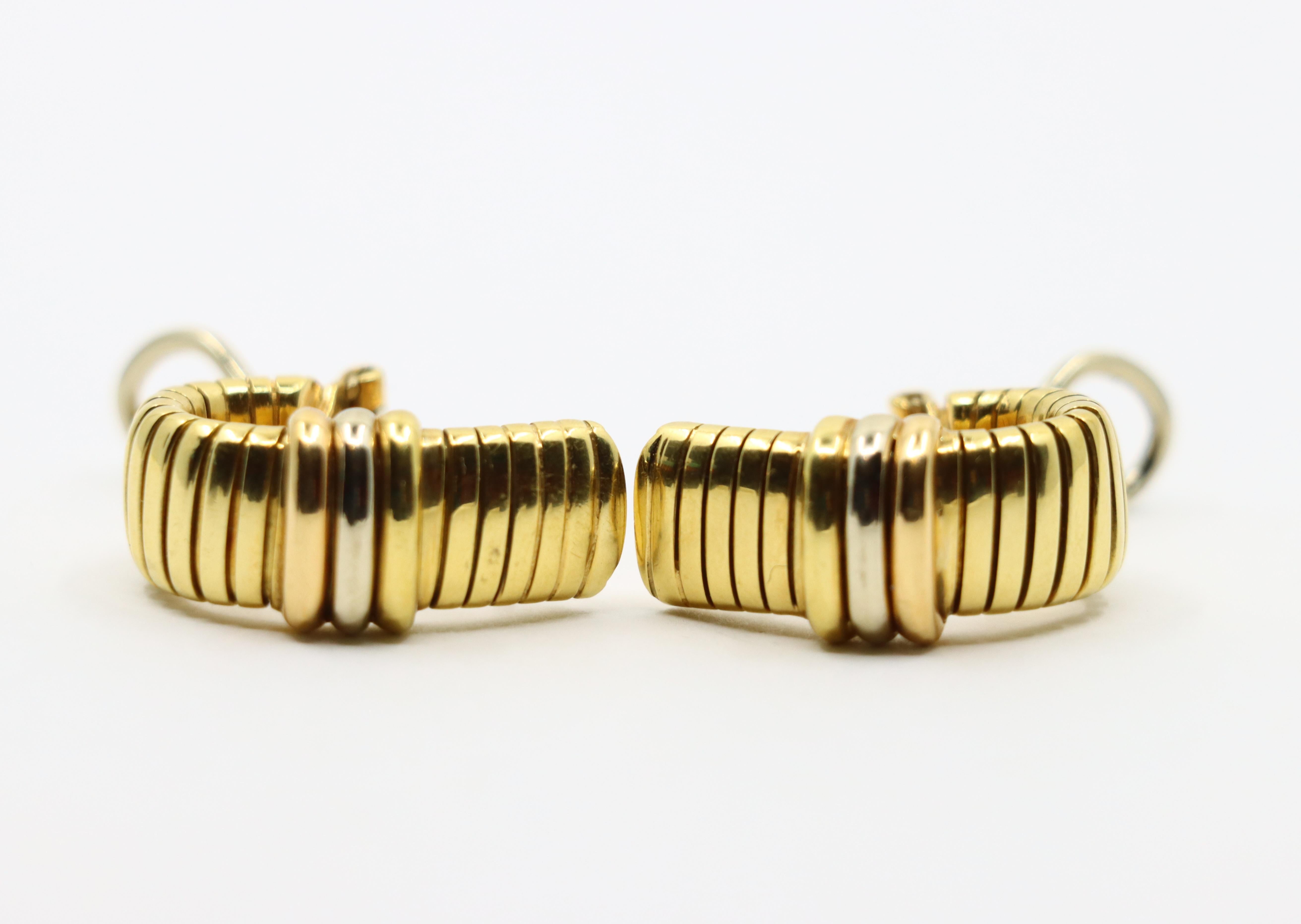 Pendientes Tubogas Vintage Cartier de oro amarillo y blanco de 18 quilates en venta 8