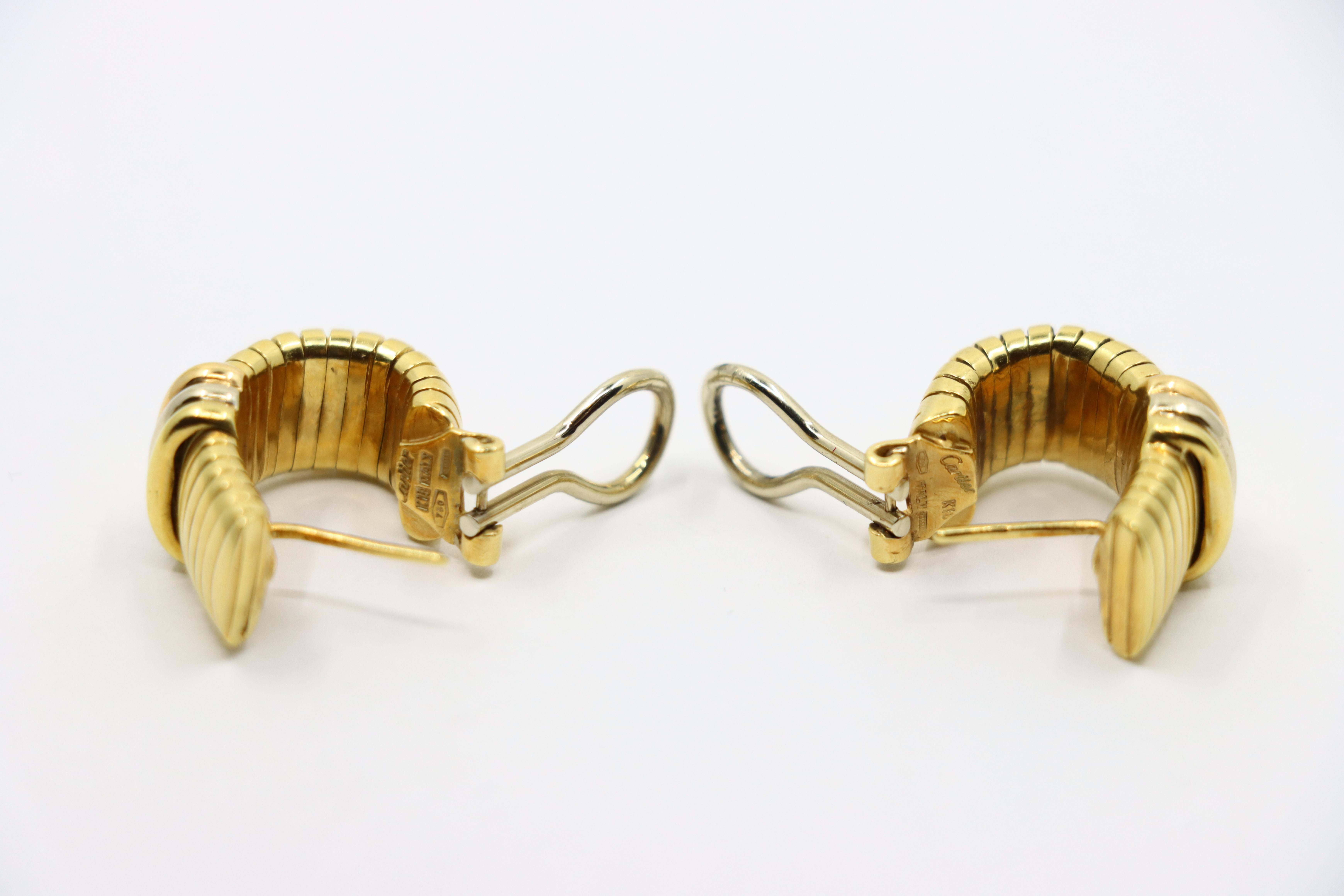 Pendientes Tubogas Vintage Cartier de oro amarillo y blanco de 18 quilates en venta 9