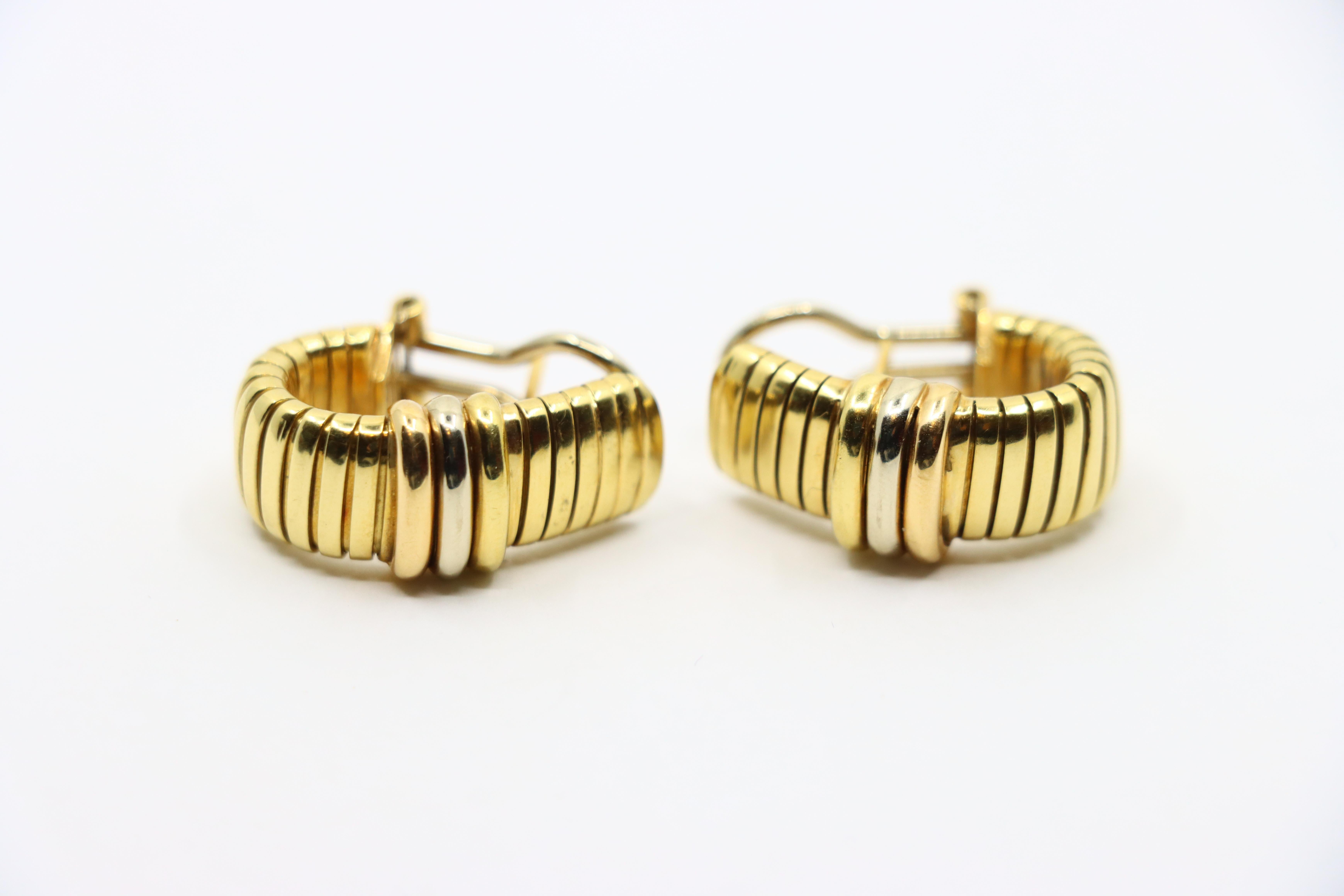 Pendientes Tubogas Vintage Cartier de oro amarillo y blanco de 18 quilates en venta 4